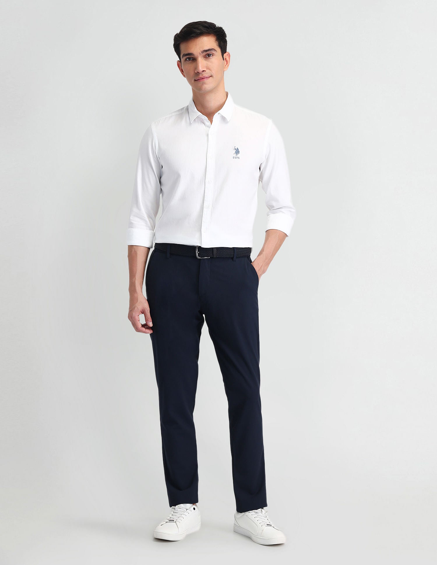 Pure Cotton Solid Shirt White - U.S. Polo Assn. India | Large