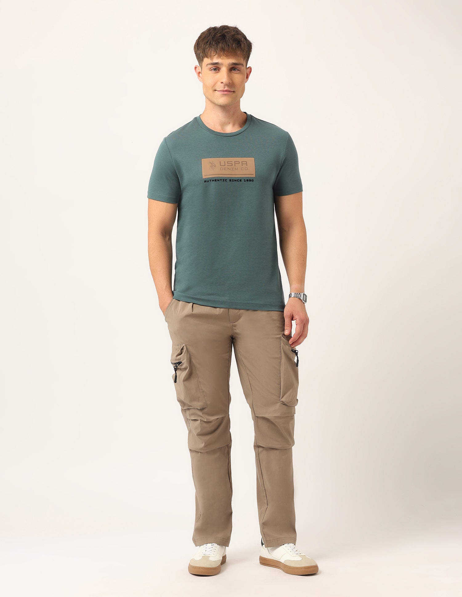 Brand Printed Muscle Fit T-Shirt Dark Green - U.S. Polo Assn. India | Large