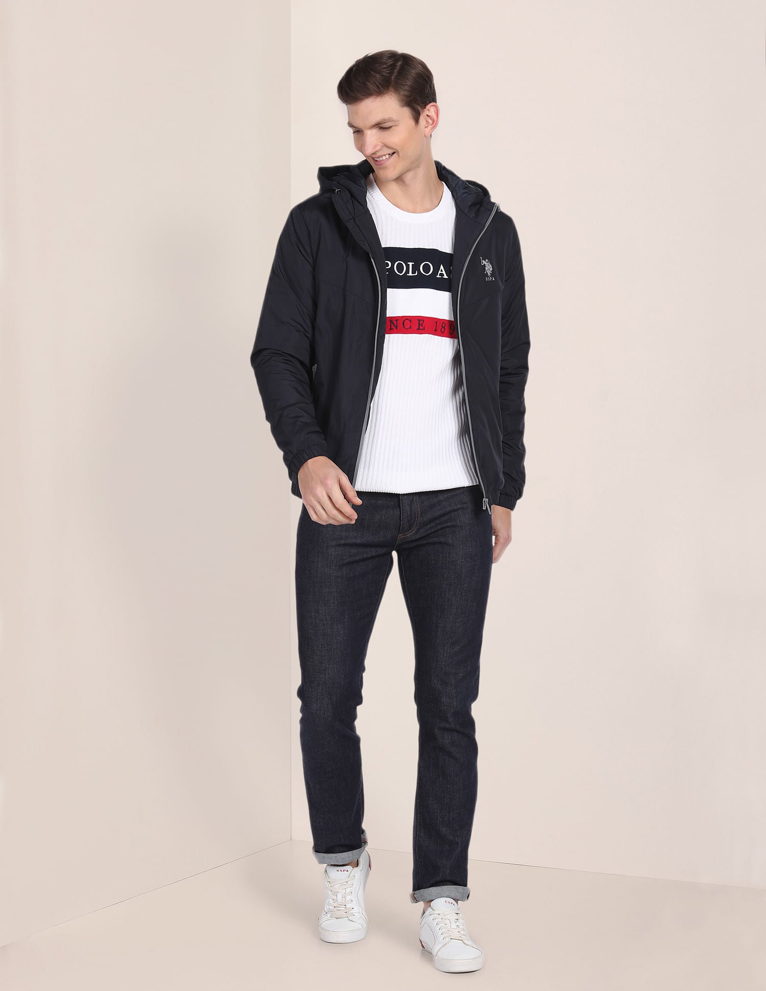 Solid Hooded Jacket Navy - U.S. POLO ASSN. | Large