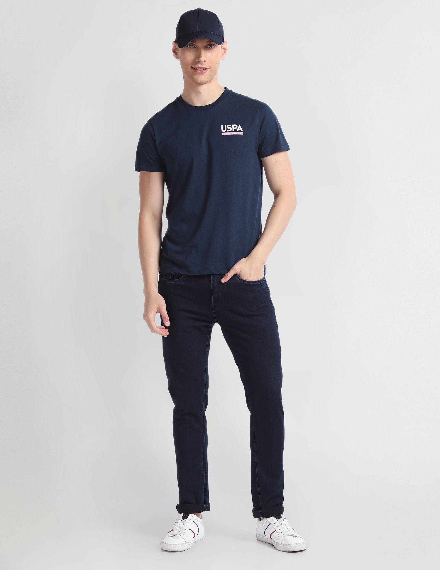 Back Print Muscle Fit T-Shirt Navy - U.S. Polo Assn. India | Large