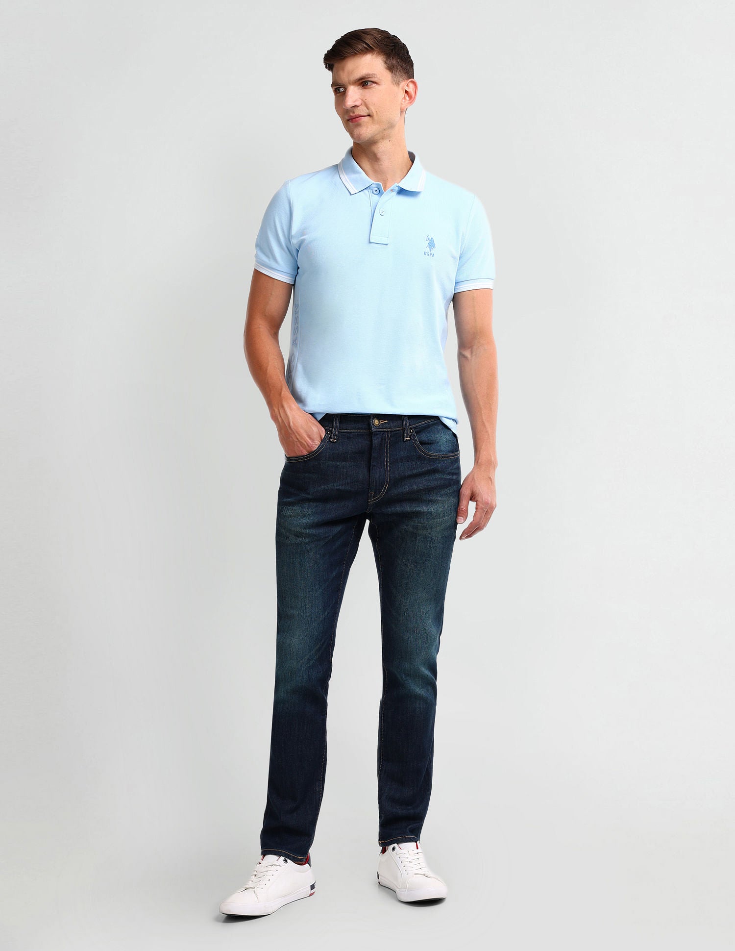 Brandon Slim Tapered Blue Jeans Blue - U.S. Polo Assn. India | Large