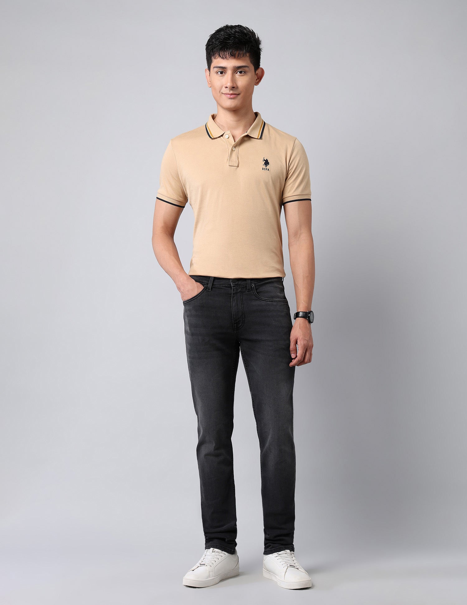 Regello Skinny Fit Black Jeans Dark Grey - U.S. Polo Assn. India | Large