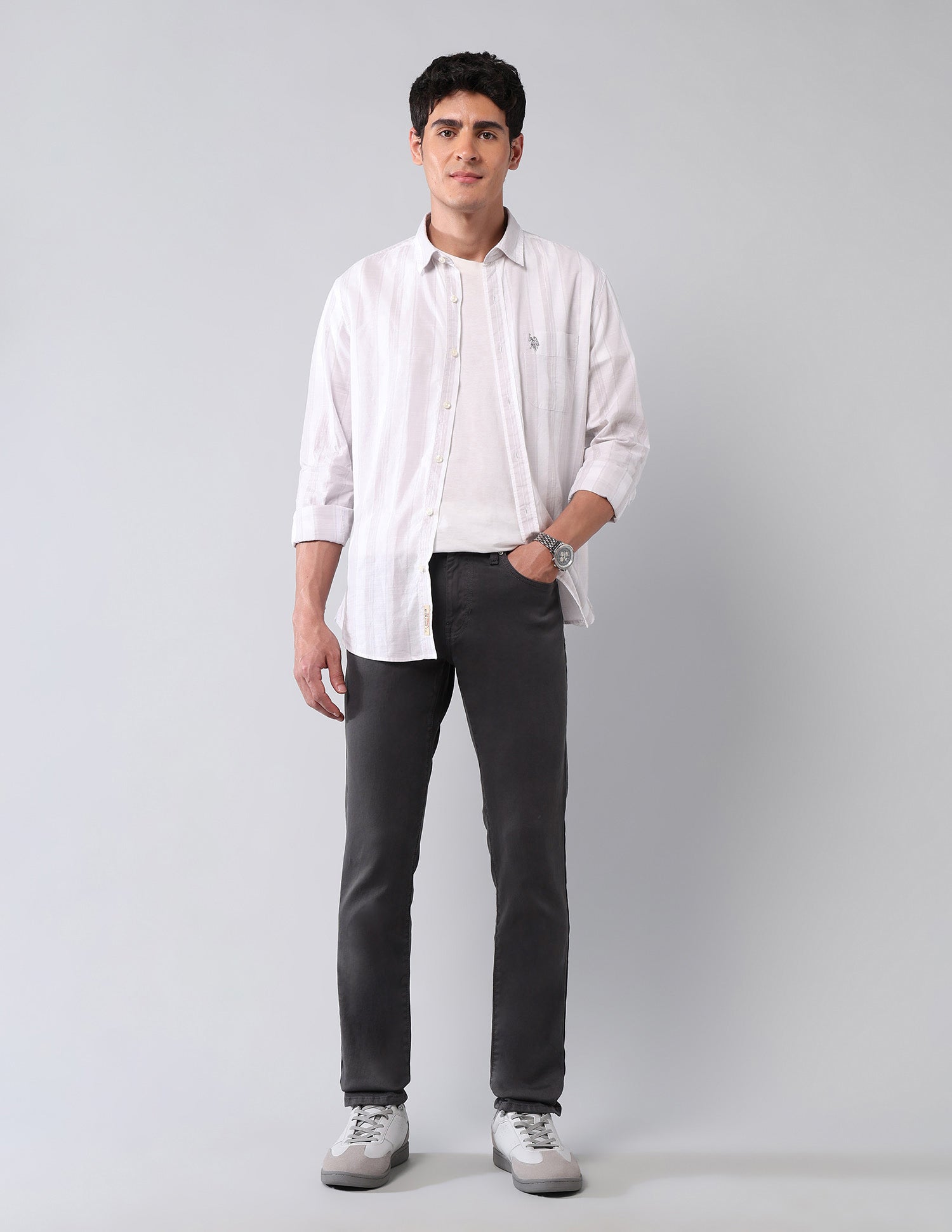 Brandon Slim Tapered Fit Grey Jeans Grey - U.S. POLO ASSN. | Large