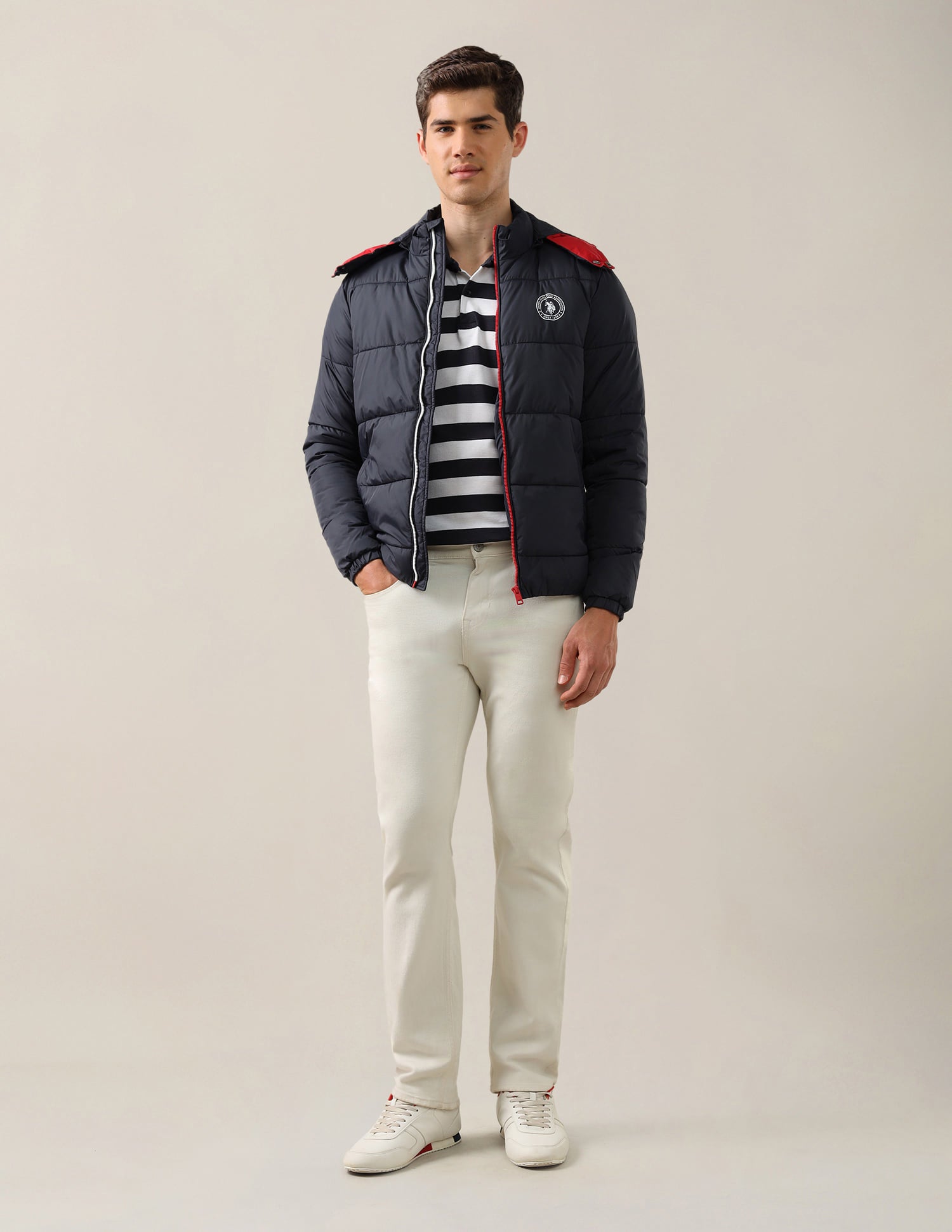 Solid Hooded Jacket Navy - U.S. Polo Assn. India | Large