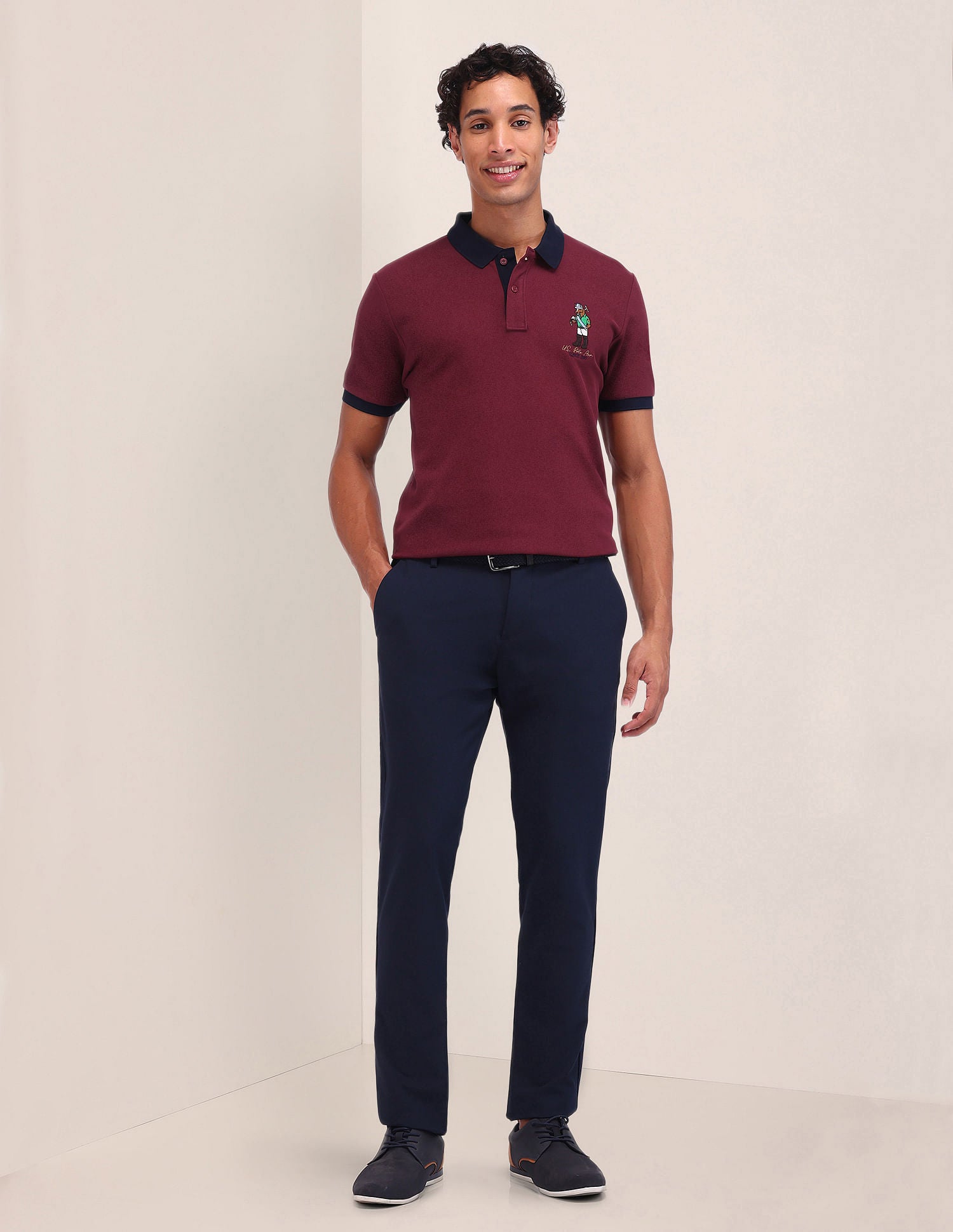 Slim Fit Solid Polo Shirt Maroon - U.S. Polo Assn. India | Large