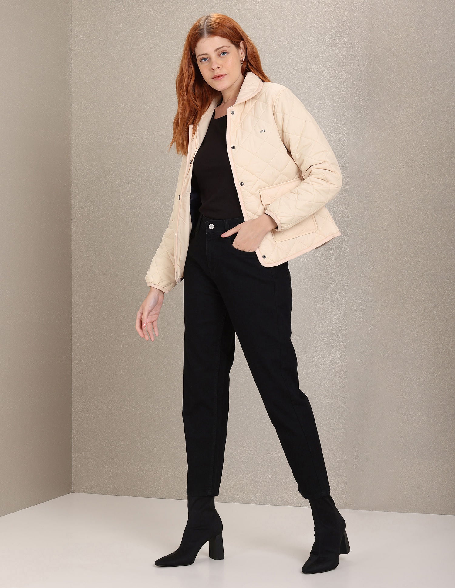 Long Sleeve Solid Quilted Jacket Off White - U.S. POLO ASSN. | Large