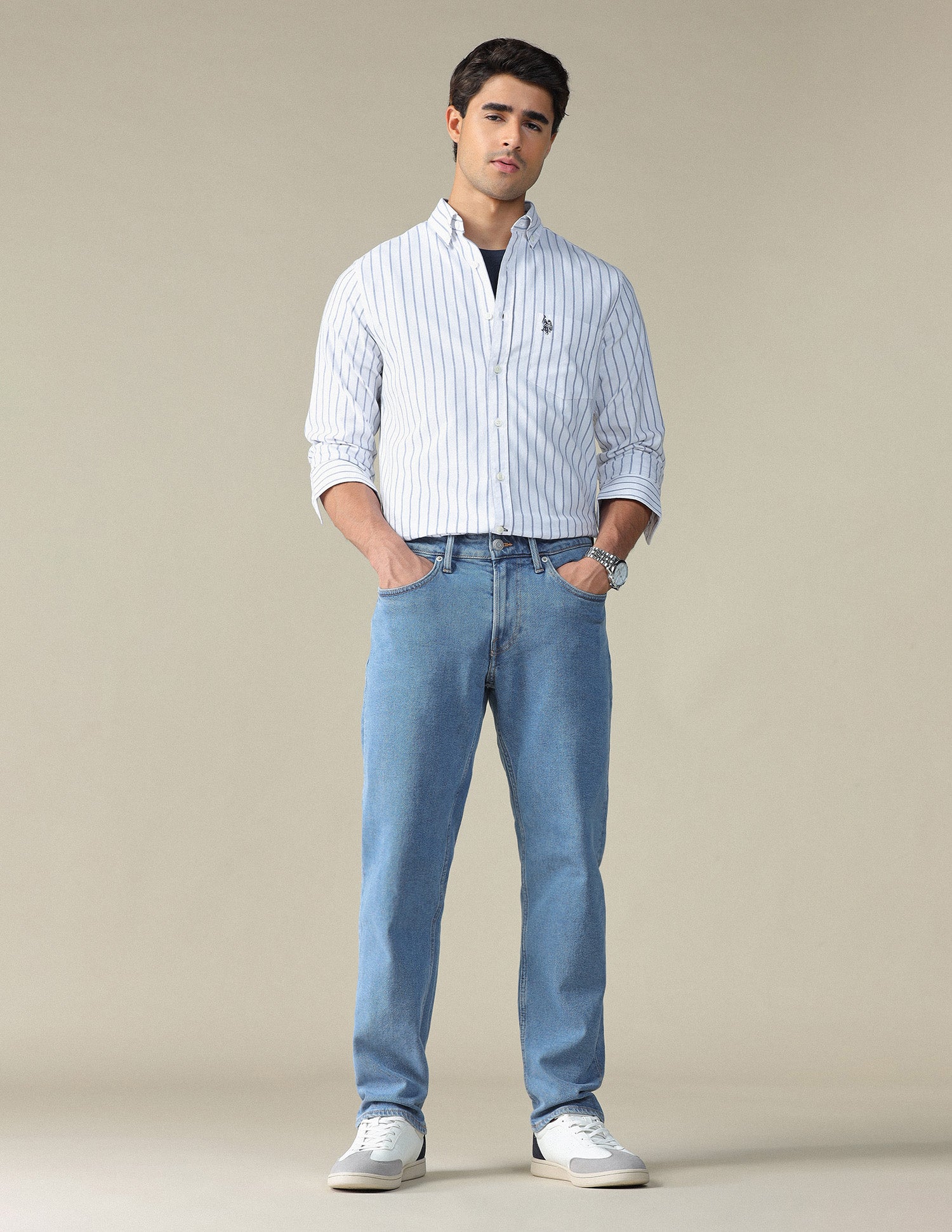 Vertical Striped Button Down Shirt Blue - U.S. POLO ASSN. | Large