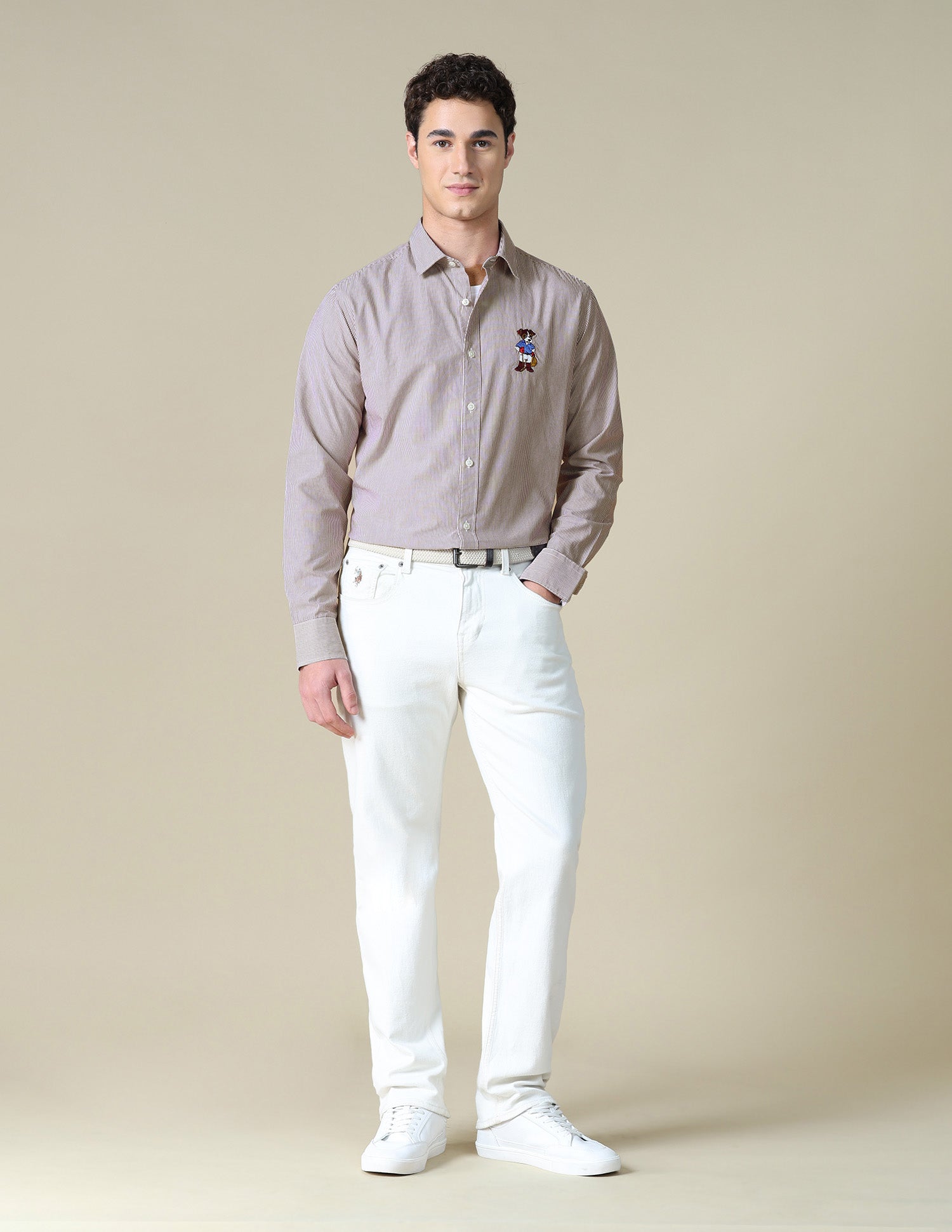 Vertical Striped Tailored Fit Shirt Brown - U.S. Polo Assn. India | Large