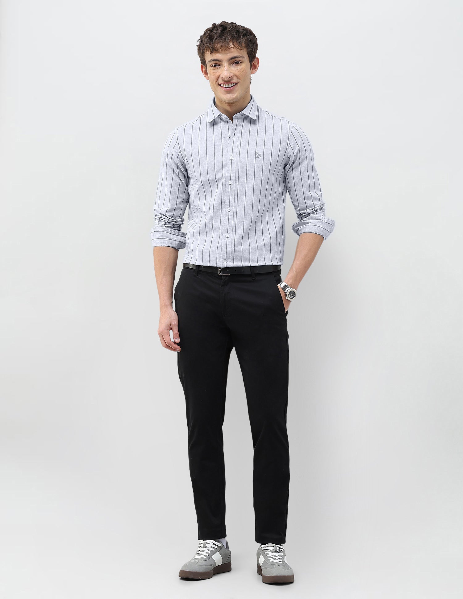 Vertical Striped Tailored Fit Shirt Blue - U.S. Polo Assn. India | Large