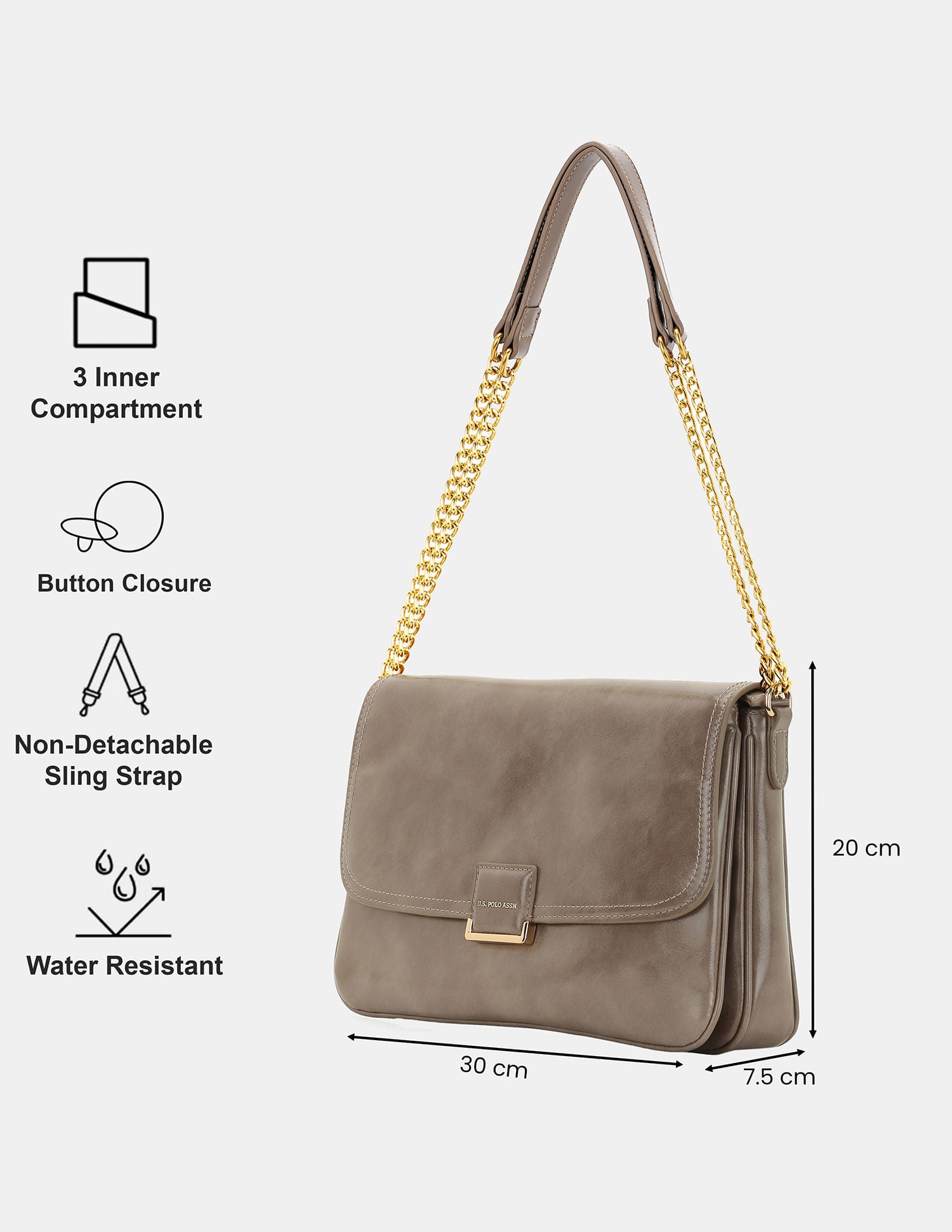 Women Blossom Sling Bag Dark Grey - U.S. POLO ASSN. | Large