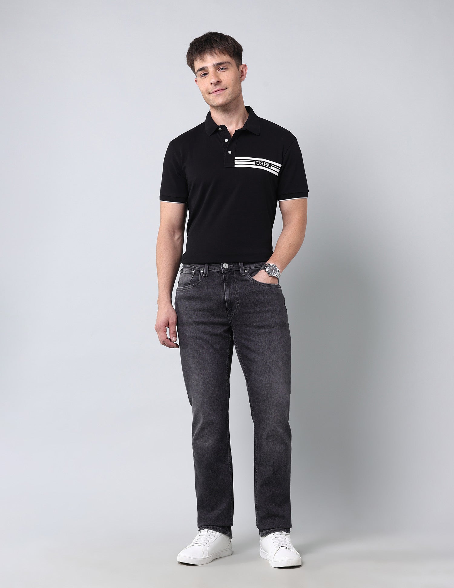 Harold Slim Straight Fit Vintage Jeans Black - U.S. Polo Assn. India | Large
