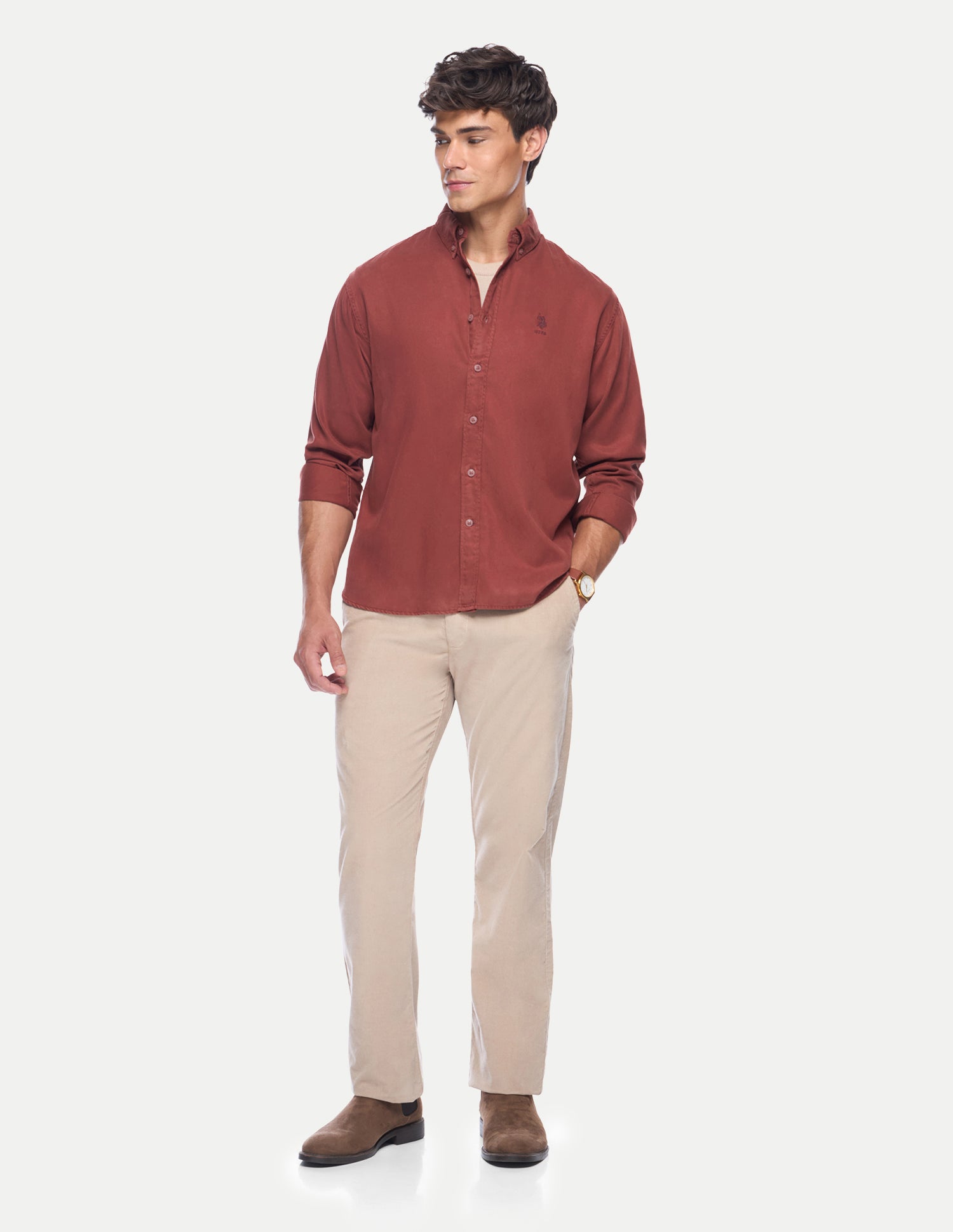 Relaxed Fit Button Down Shirt Rust - U.S. Polo Assn. India | Large