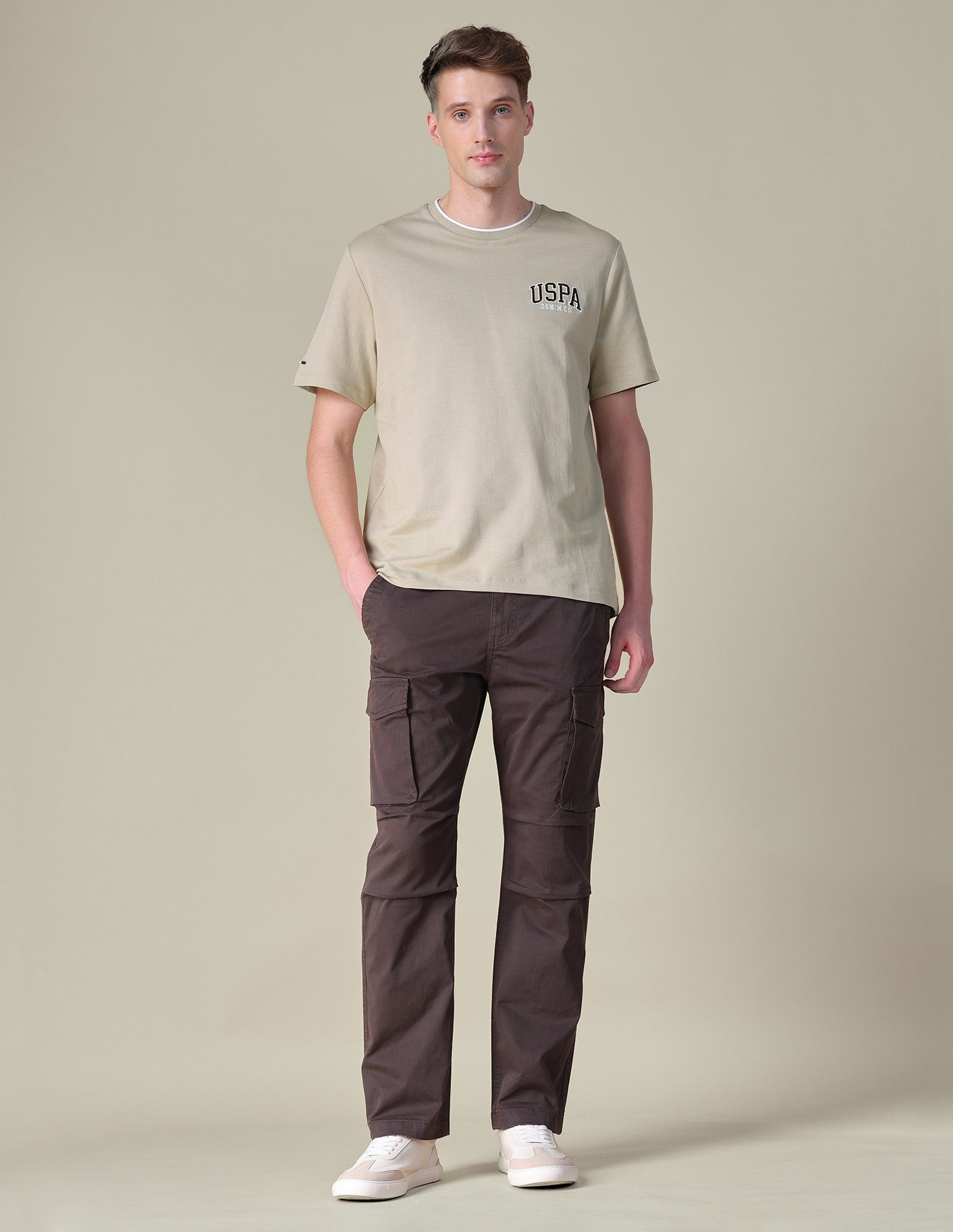 Solid Relaxed Fit T-Shirt Beige - U.S. POLO ASSN. | Large