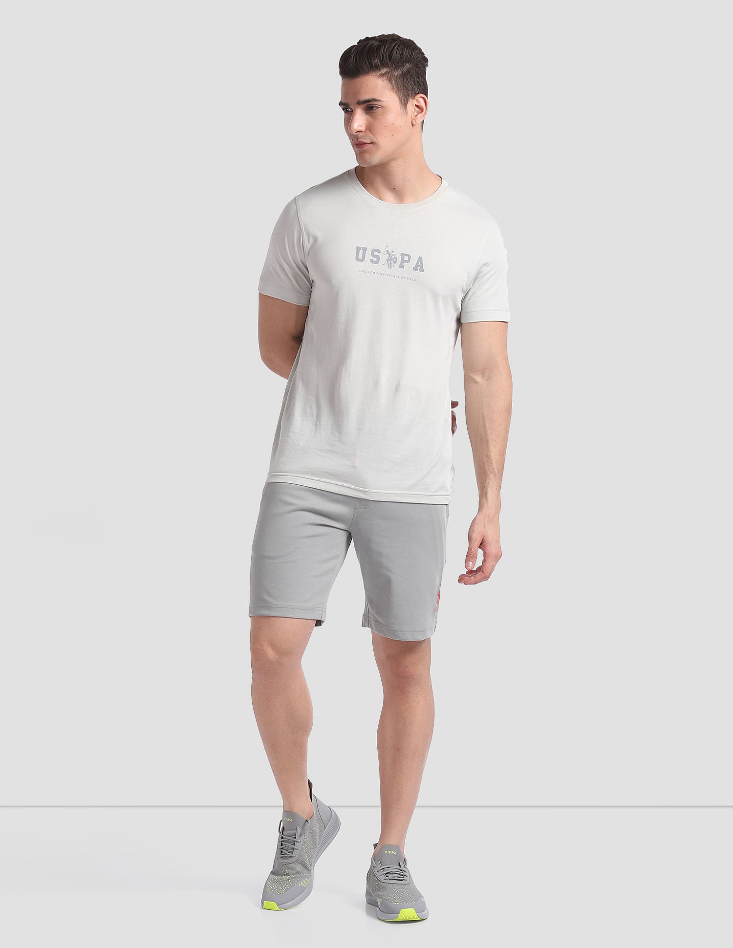 Solid Active AS001 Lounge Shorts - Pack Of 1 Ghost Grey - U.S. POLO ASSN. | Large