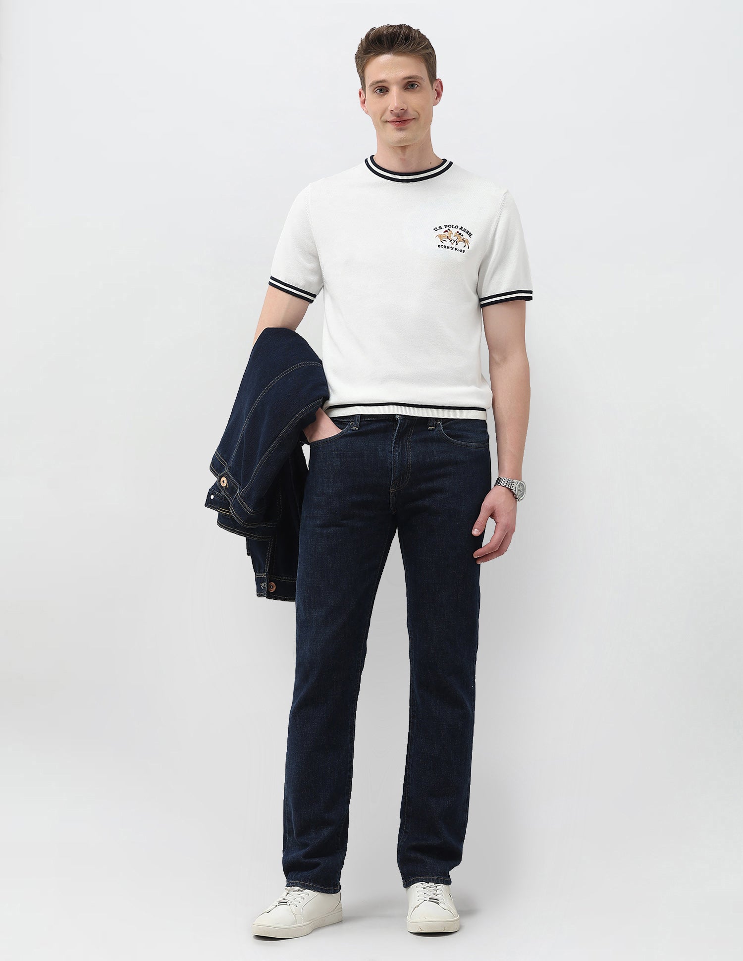 Solid Slim Fit T-Shirt White - U.S. Polo Assn. India | Large