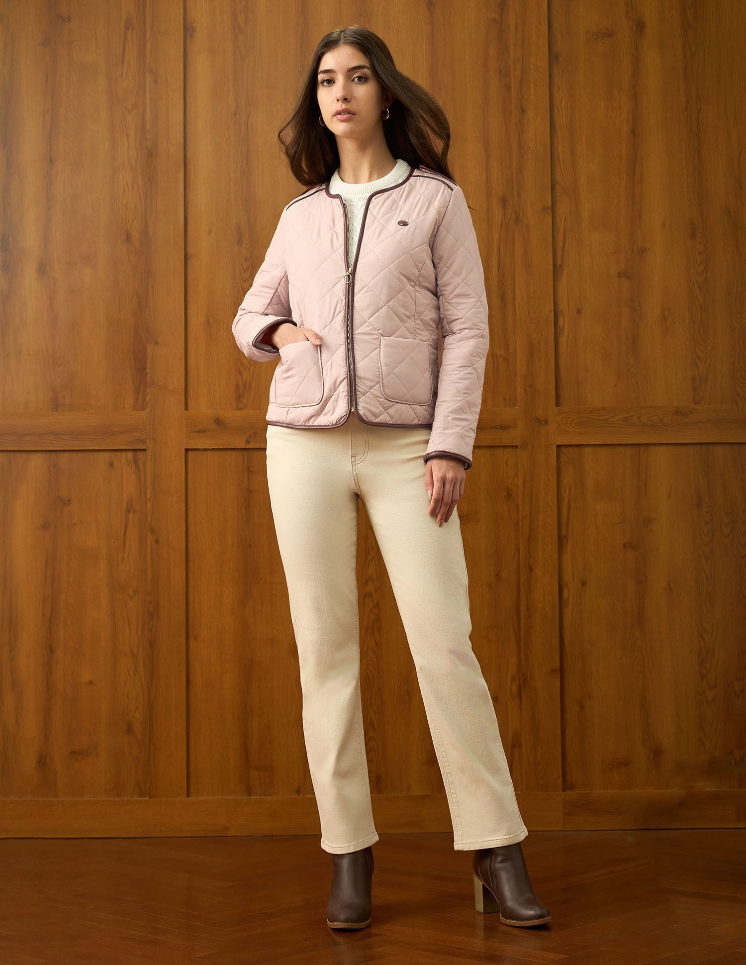 Solid Quilted Jacket Pink - U.S. Polo Assn. India | Large