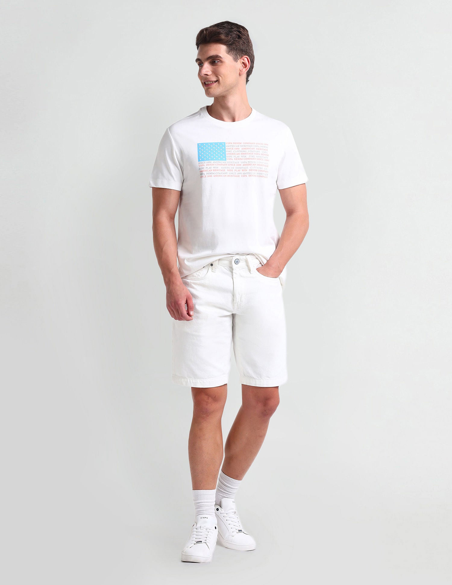 Muscle Fit Brand Print T-Shirt Ivory - U.S. POLO ASSN. | Large