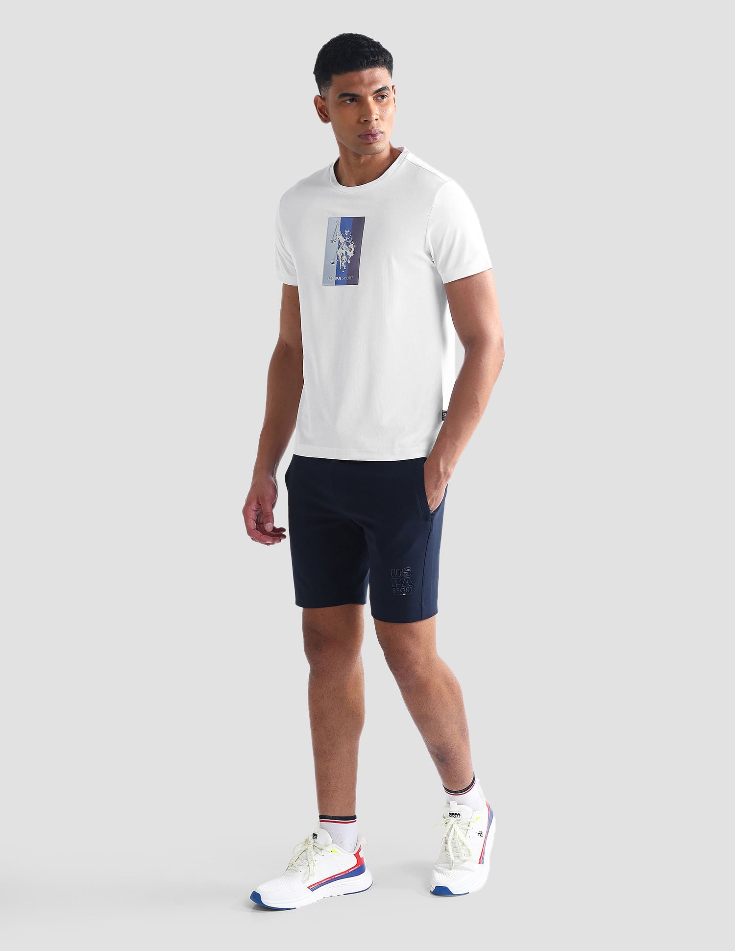 Slim Fit Honeycomb T-Shirt White - U.S. Polo Assn. India | Large
