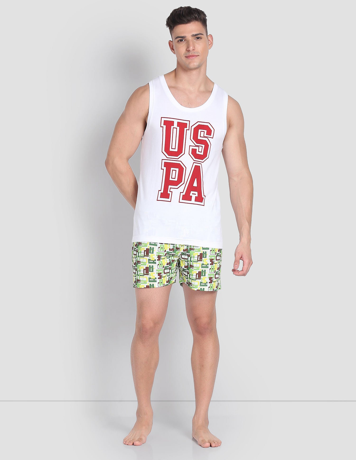 Brand Print Cotton IYBD Vest - Pack Of 1 White - U.S. POLO ASSN. | Large