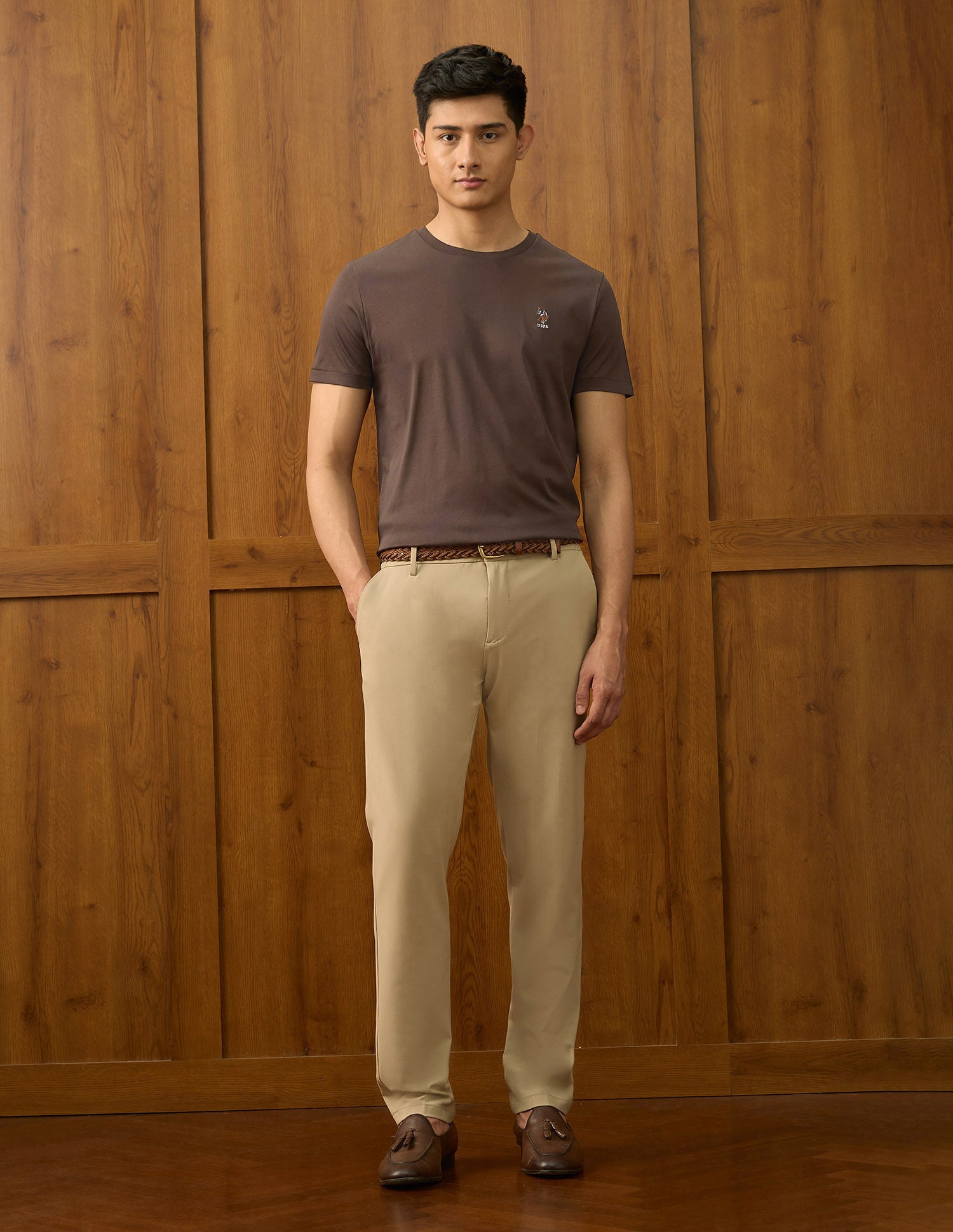 Solid Varsity T Shirt Dark Brown - U.S. POLO ASSN. | Large