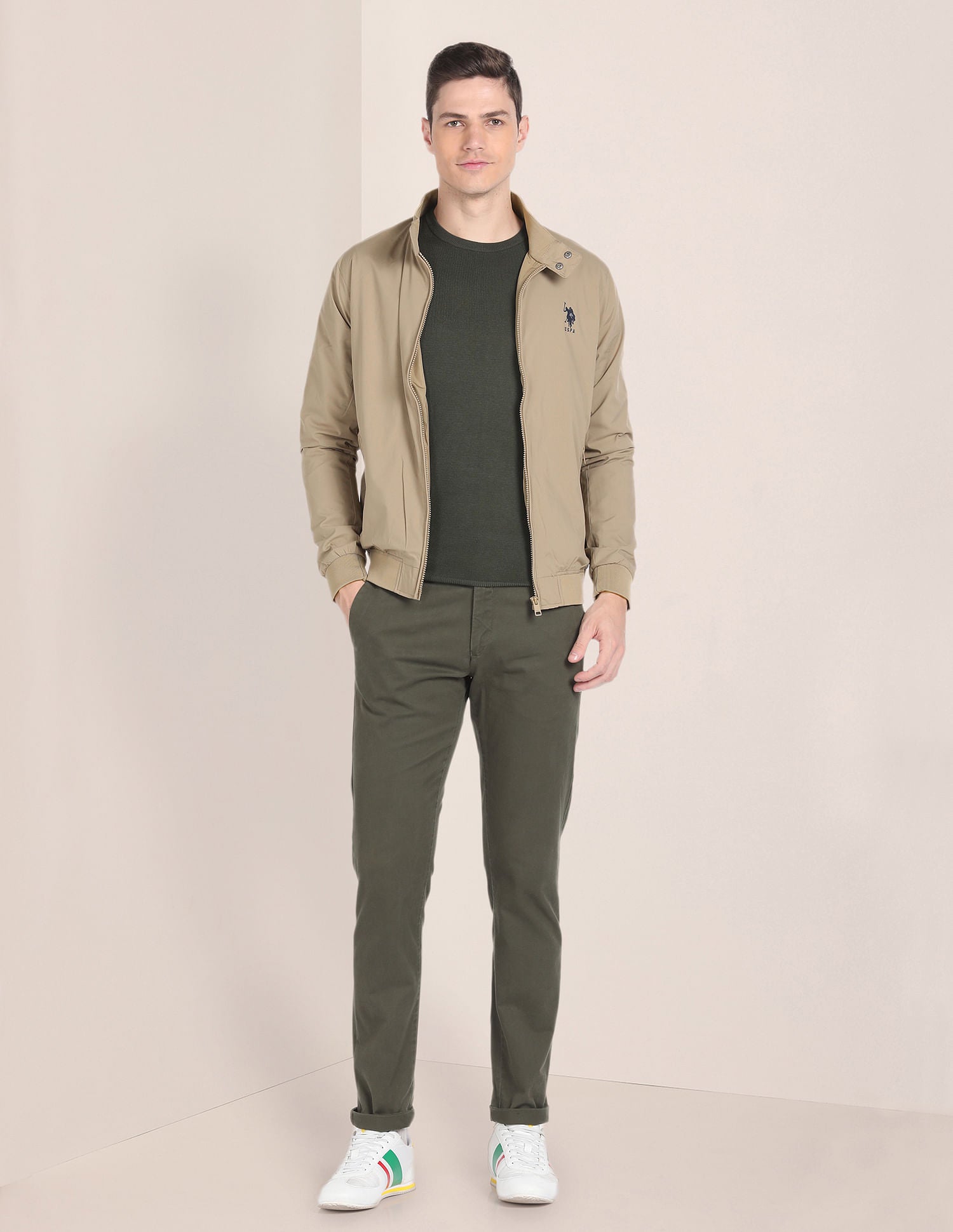 Packable Windcheater Jacket Khaki - U.S. POLO ASSN. | Large