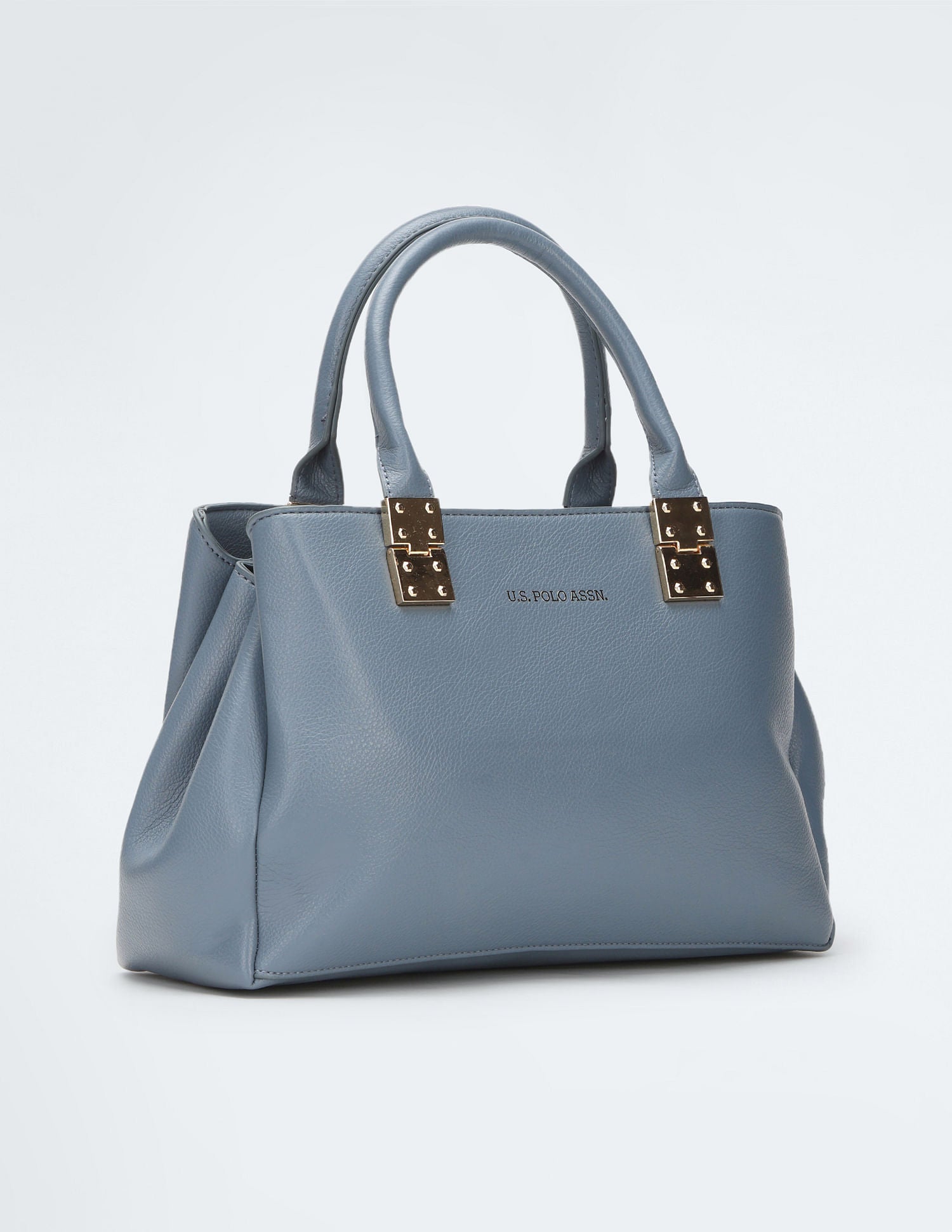 Metallic Hardware Structured Handbag Blue - U.S. POLO ASSN. | Large