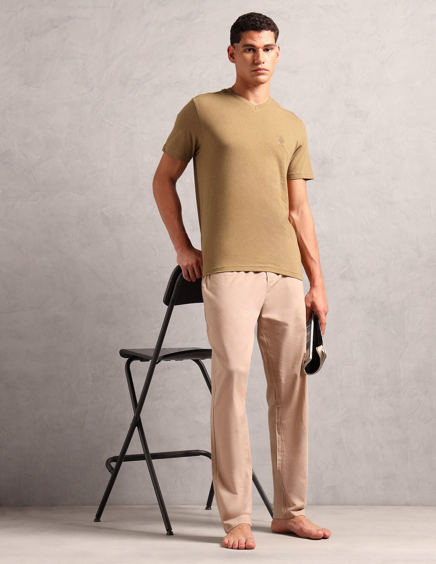 Breathable Comfort Fit I638 Lounge T-Shirt - Pack Of 1 Mustard Melange - U.S. POLO ASSN. | Large