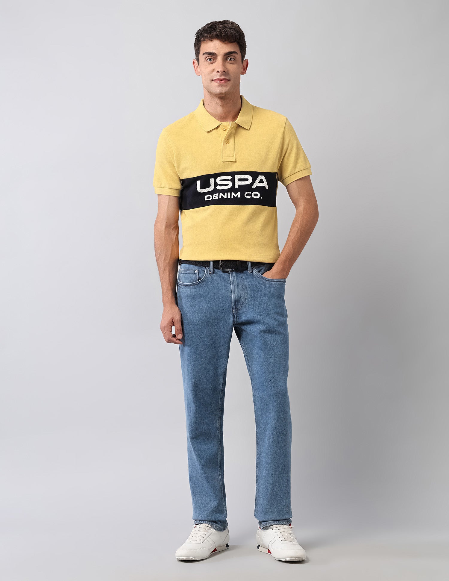 Muscle Fit Brand Printed Polo Shirt Yellow - U.S. Polo Assn. India | Large