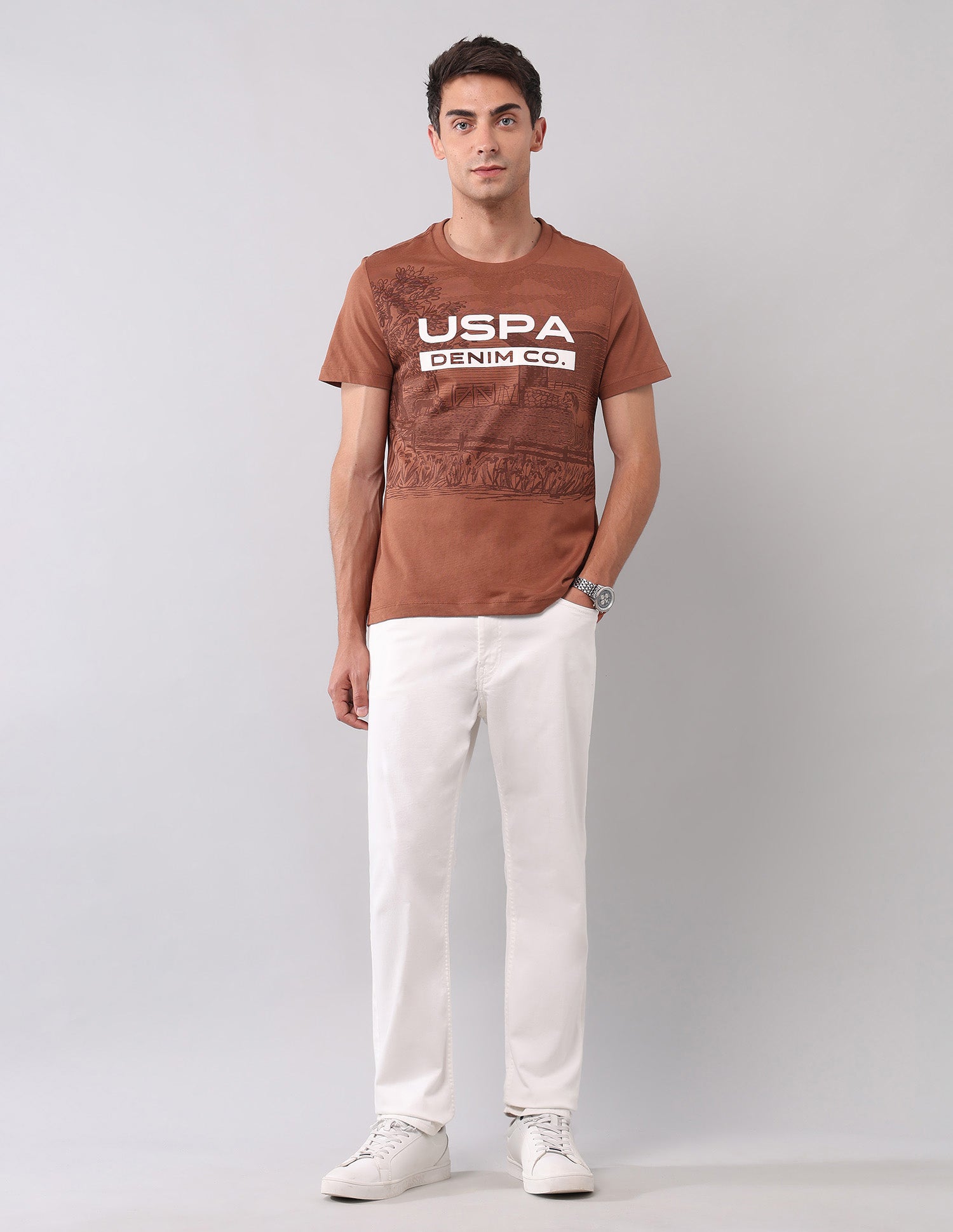 Pure Cotton Brand Printed T-Shirt Rust - U.S. Polo Assn. India | Large