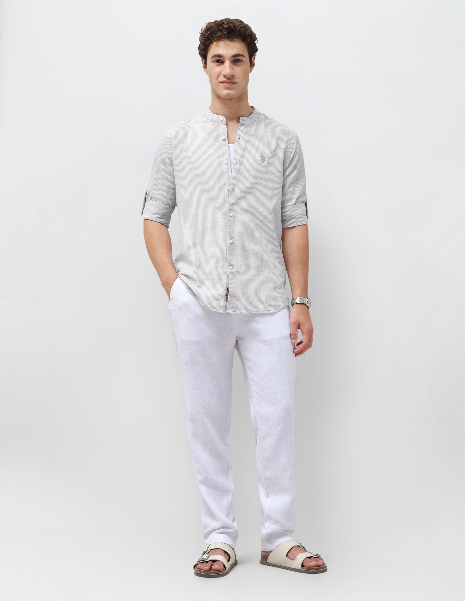 Vertical Striped Regular Fit Shirt Grey - U.S. Polo Assn. India | Large