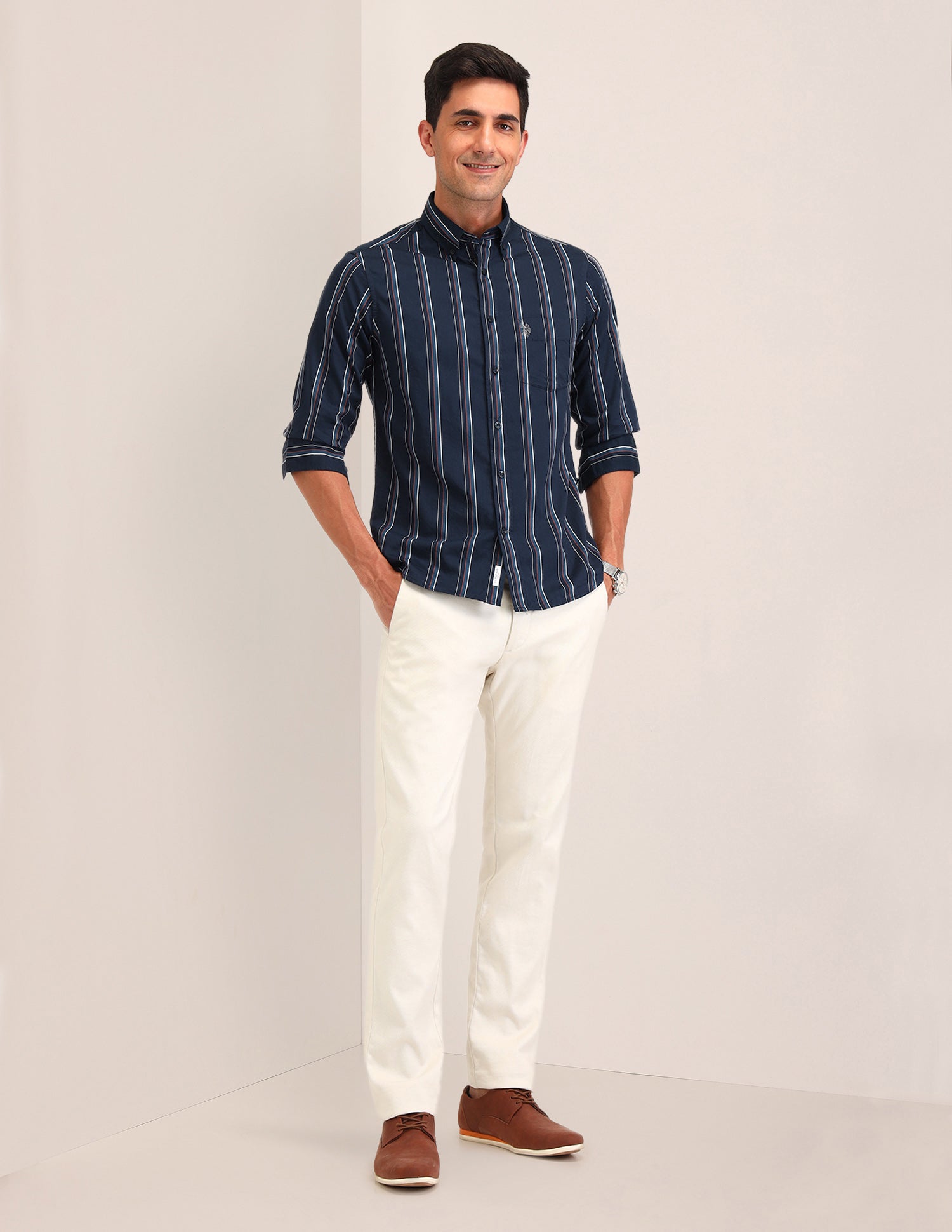 Vertical Striped Regular Fit Shirt Navy - U.S. Polo Assn. India | Large