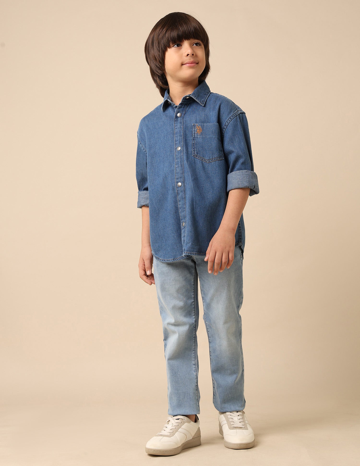 Boys Solid Twill Shirt Indigo - U.S. POLO ASSN. | Large