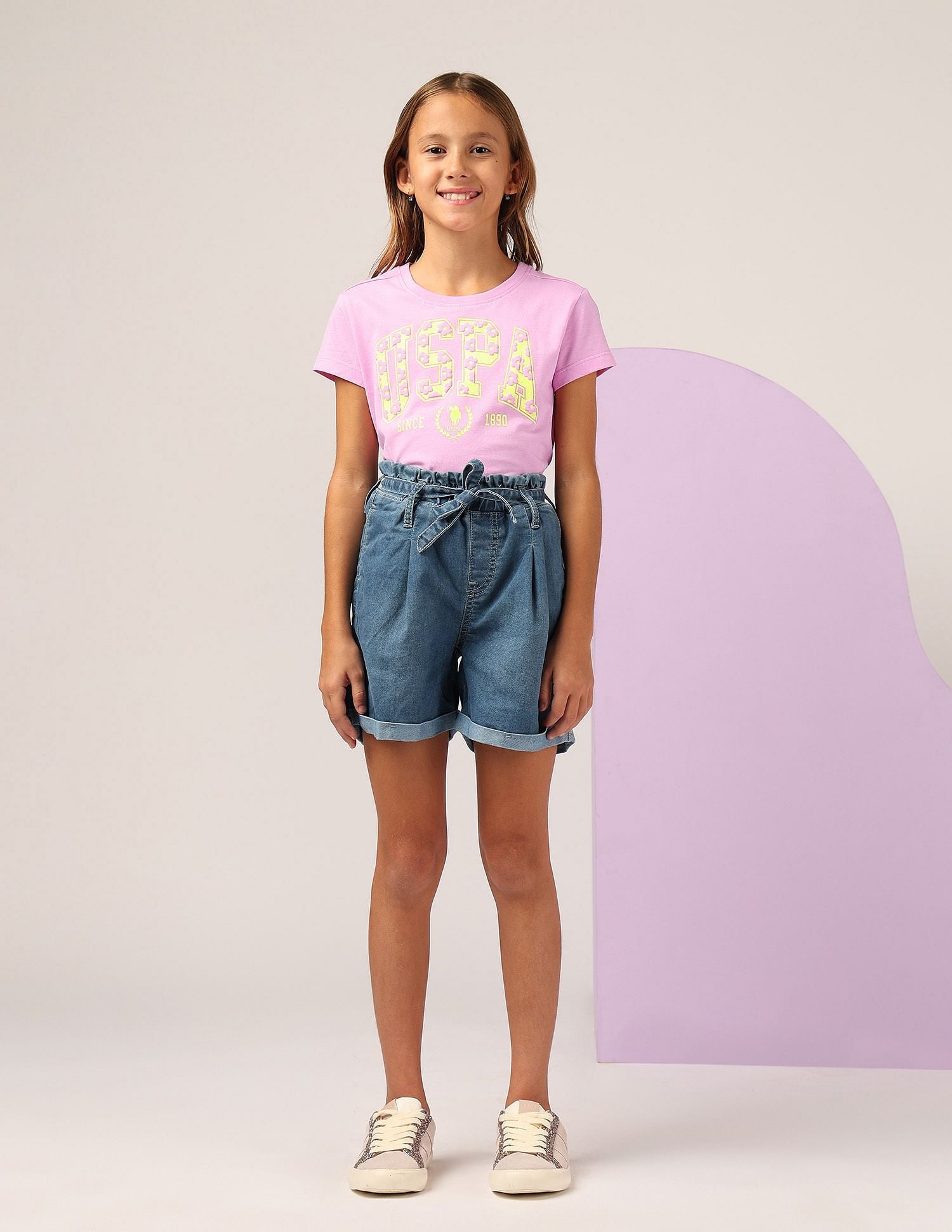 Girls Puff Print Relaxed Fit T-Shirt Pink - U.S. POLO ASSN. | Large