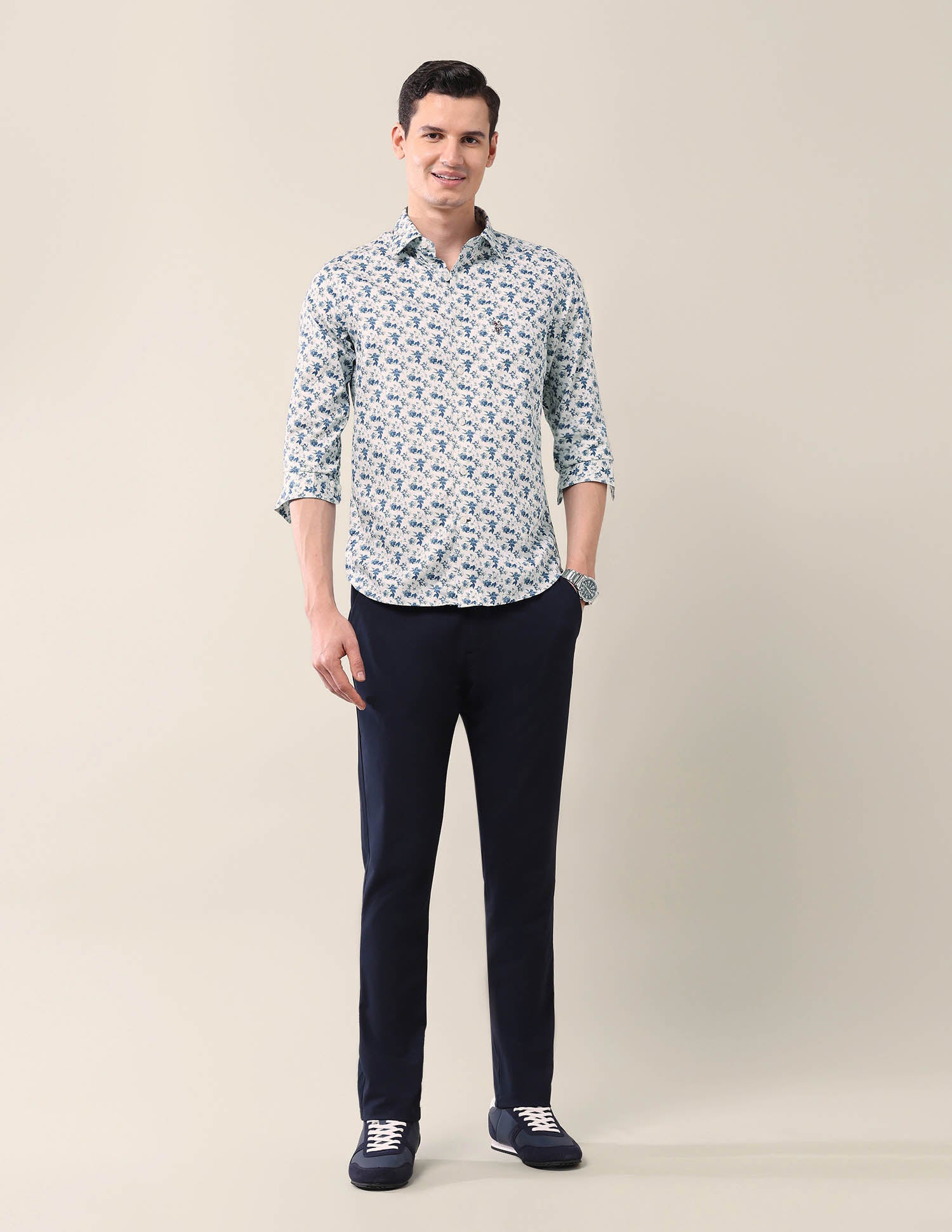 Floral Tailored Fit Shirt Blue - U.S. POLO ASSN. | Large