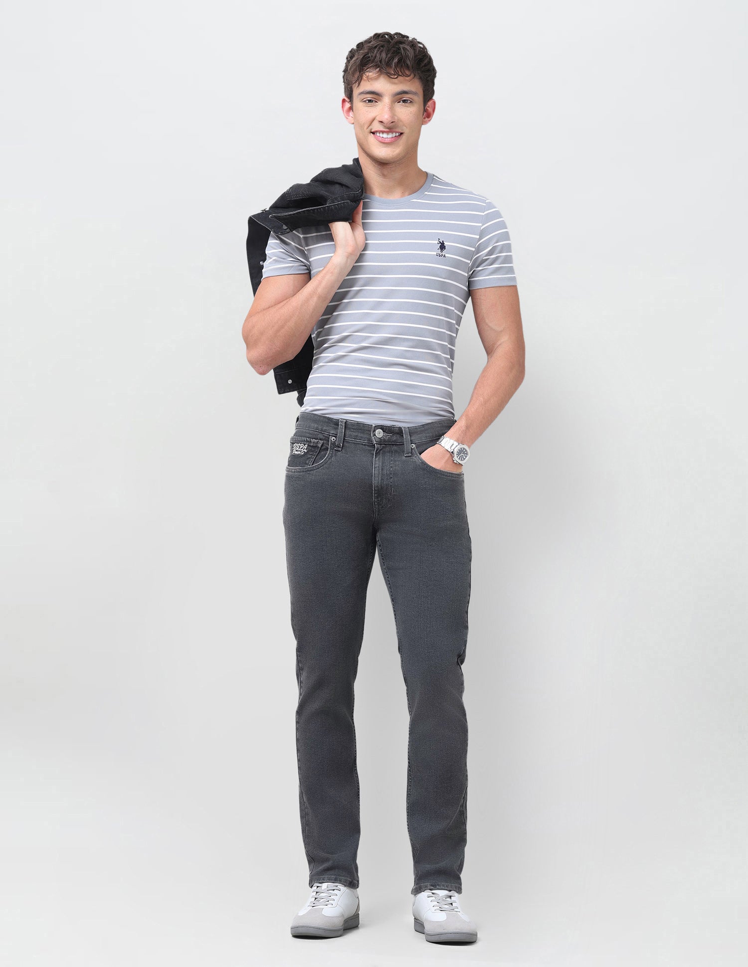 Brandon Slim-Tapered Fit Grey Jeans Grey - U.S. Polo Assn. India | Large