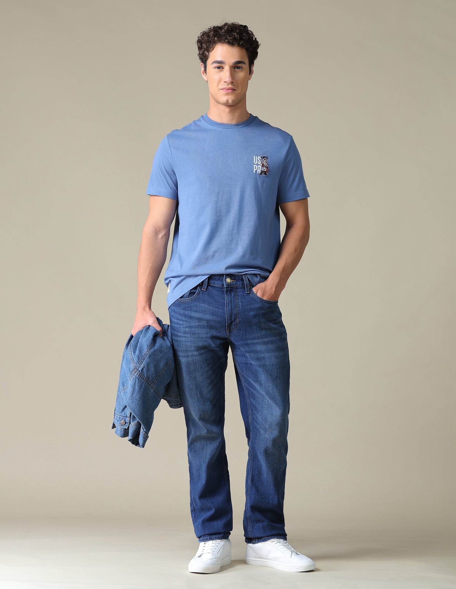 Graphic Brand Printed Slim Fit T-Shirt Blue - U.S. Polo Assn. India | Large