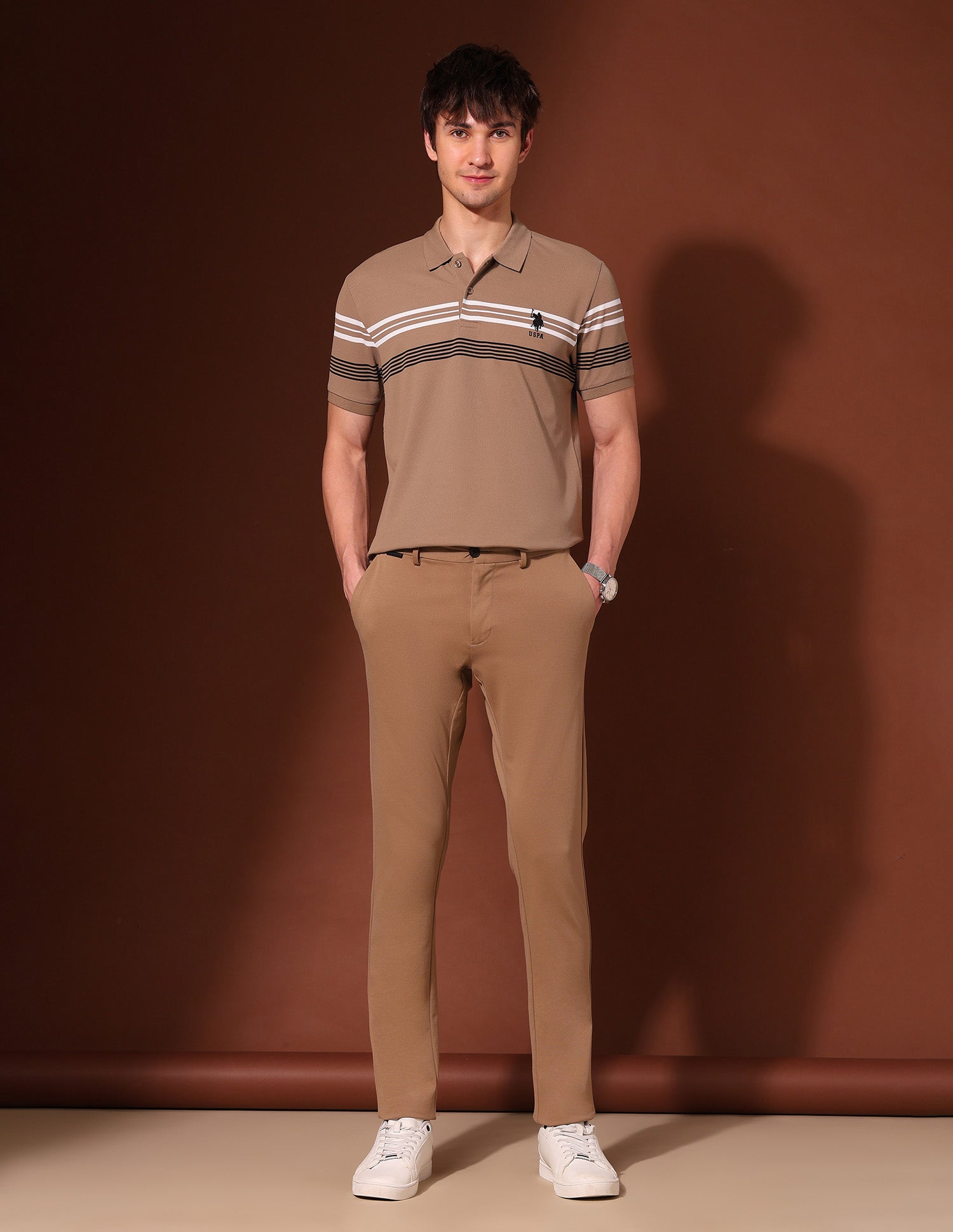 Horizontal Striped Working Holiday Polo Shirt Beige - U.S. Polo Assn. India | Large