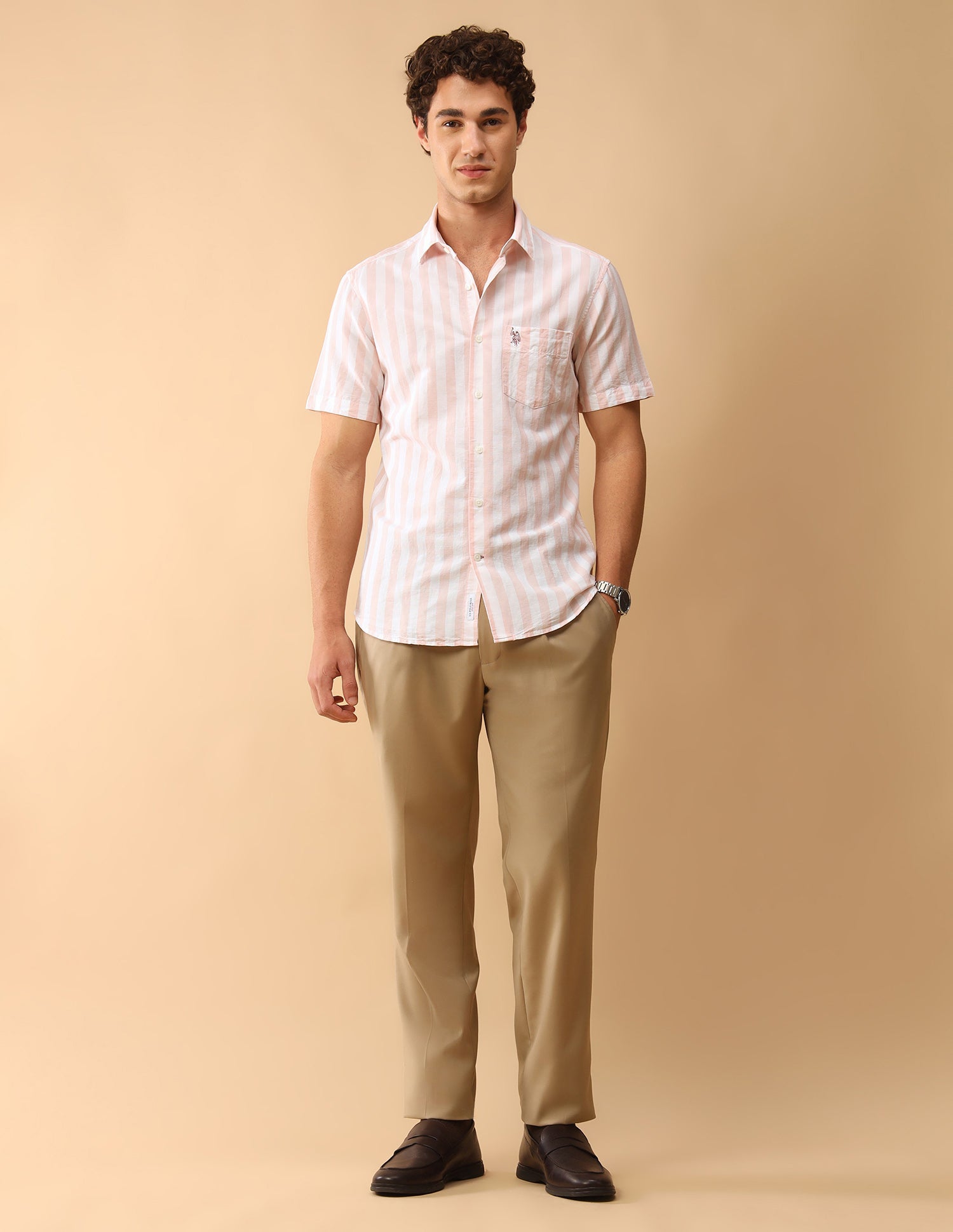 Pacho X Vertical Striped Regular Fit Shirt Pink - U.S. Polo Assn. India | Large