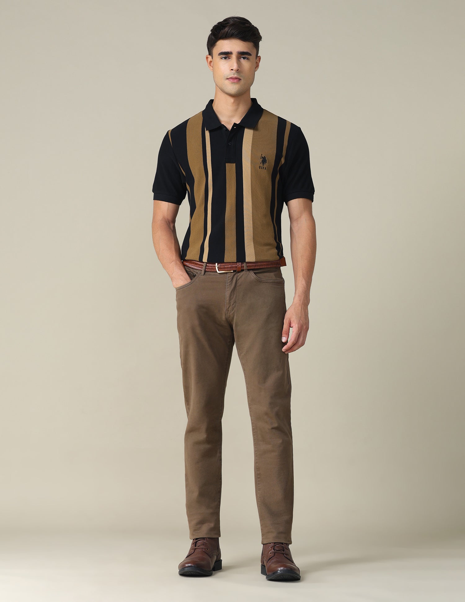 Vertical Striped Regular Fit Polo Shirt Black - U.S. POLO ASSN. | Large