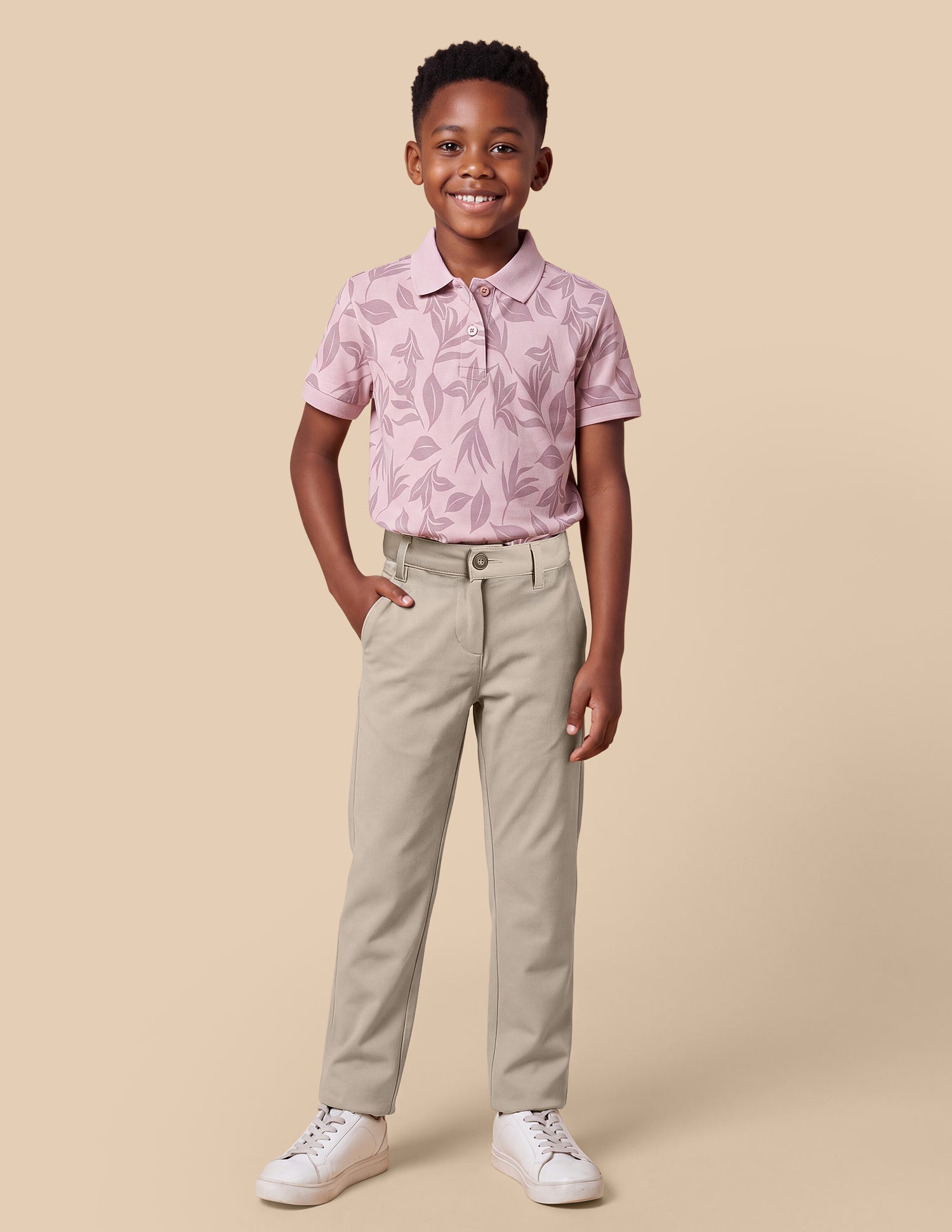 Solid Slim Fit Trousers Stone - U.S. Polo Assn. India | Large