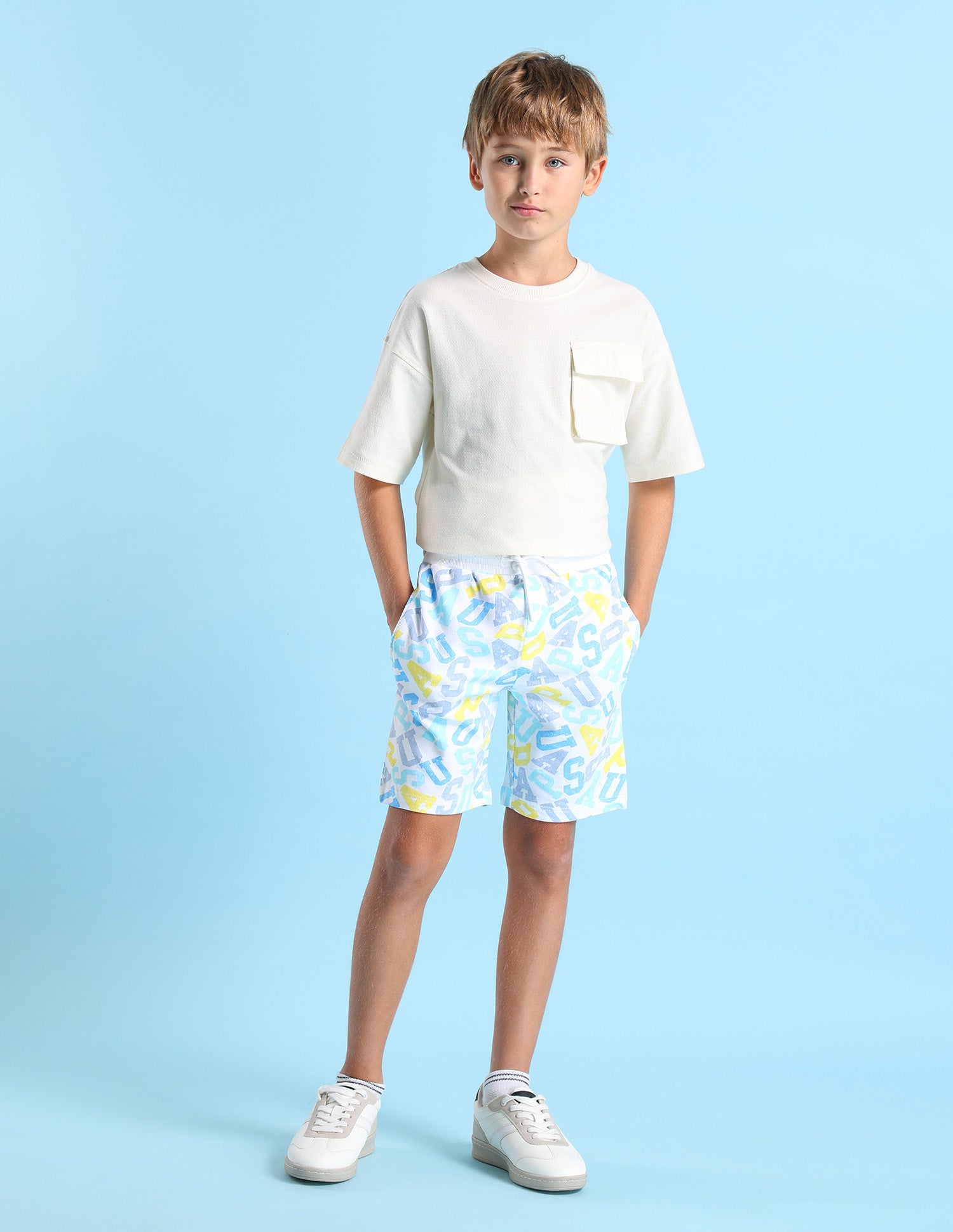 Boys Brand Printed Shorts White - U.S. POLO ASSN. | Large