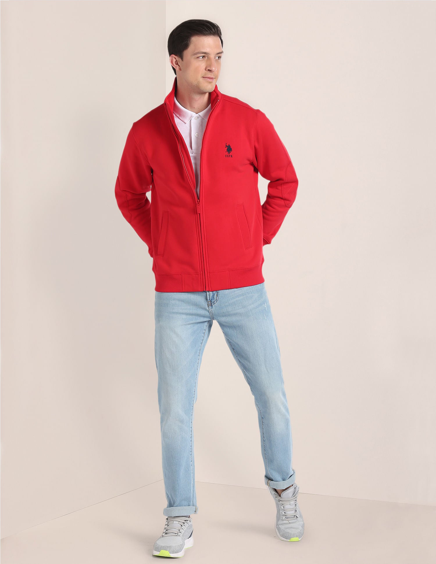 High Neck Solid Sweatshirt Red - U.S. POLO ASSN. | Large