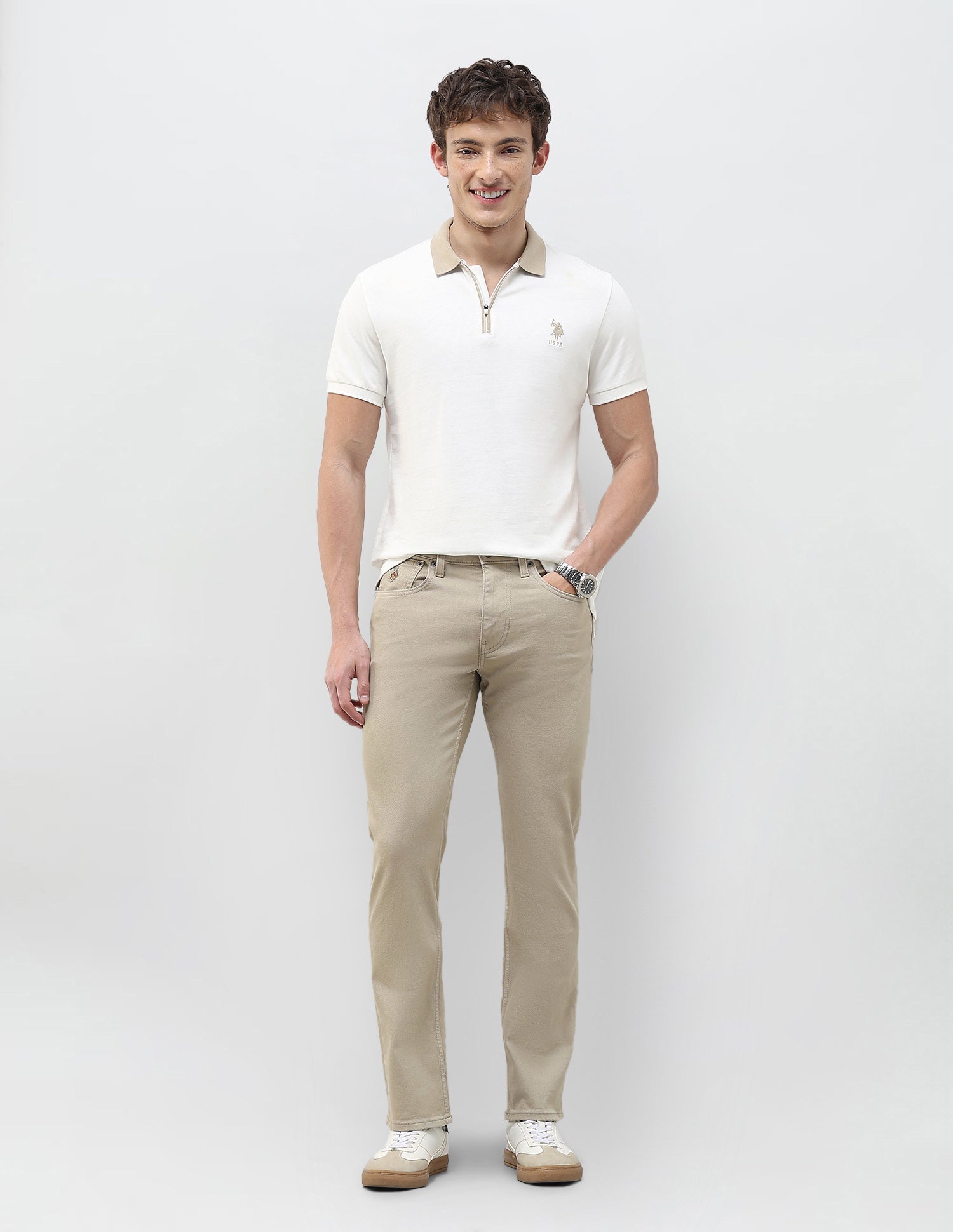Harold Slim Straight Fit Brown Jeans Khaki - U.S. Polo Assn. India | Large