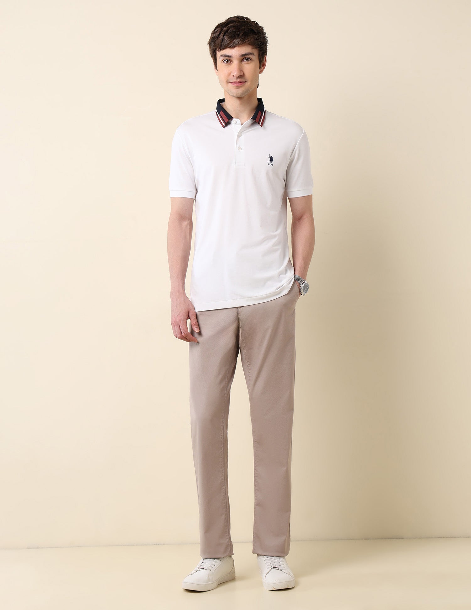 Slim Fit Classic Polo Shirt White - U.S. Polo Assn. India | Large