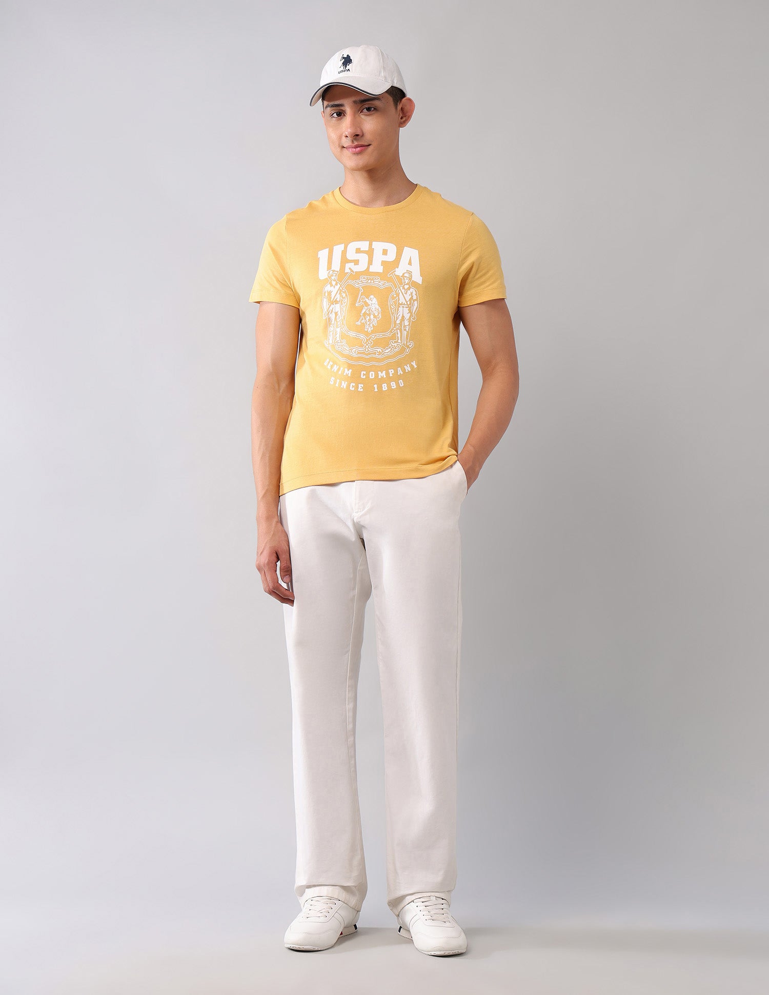 Brand Printed Muscle Fit T-Shirt Yellow - U.S. Polo Assn. India | Large
