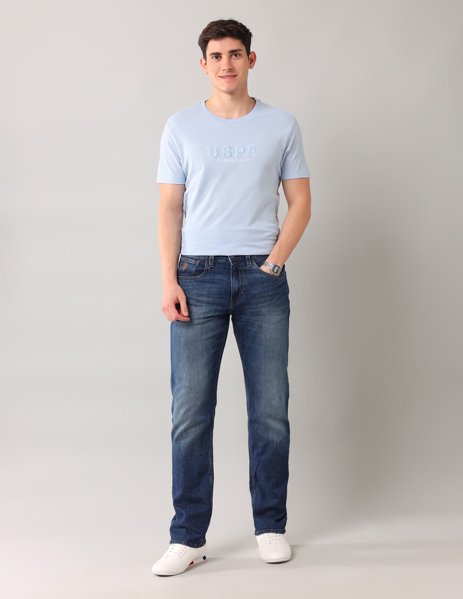 Harold Slim Straight Fit Blue Jeans Blue - U.S. Polo Assn. India | Large