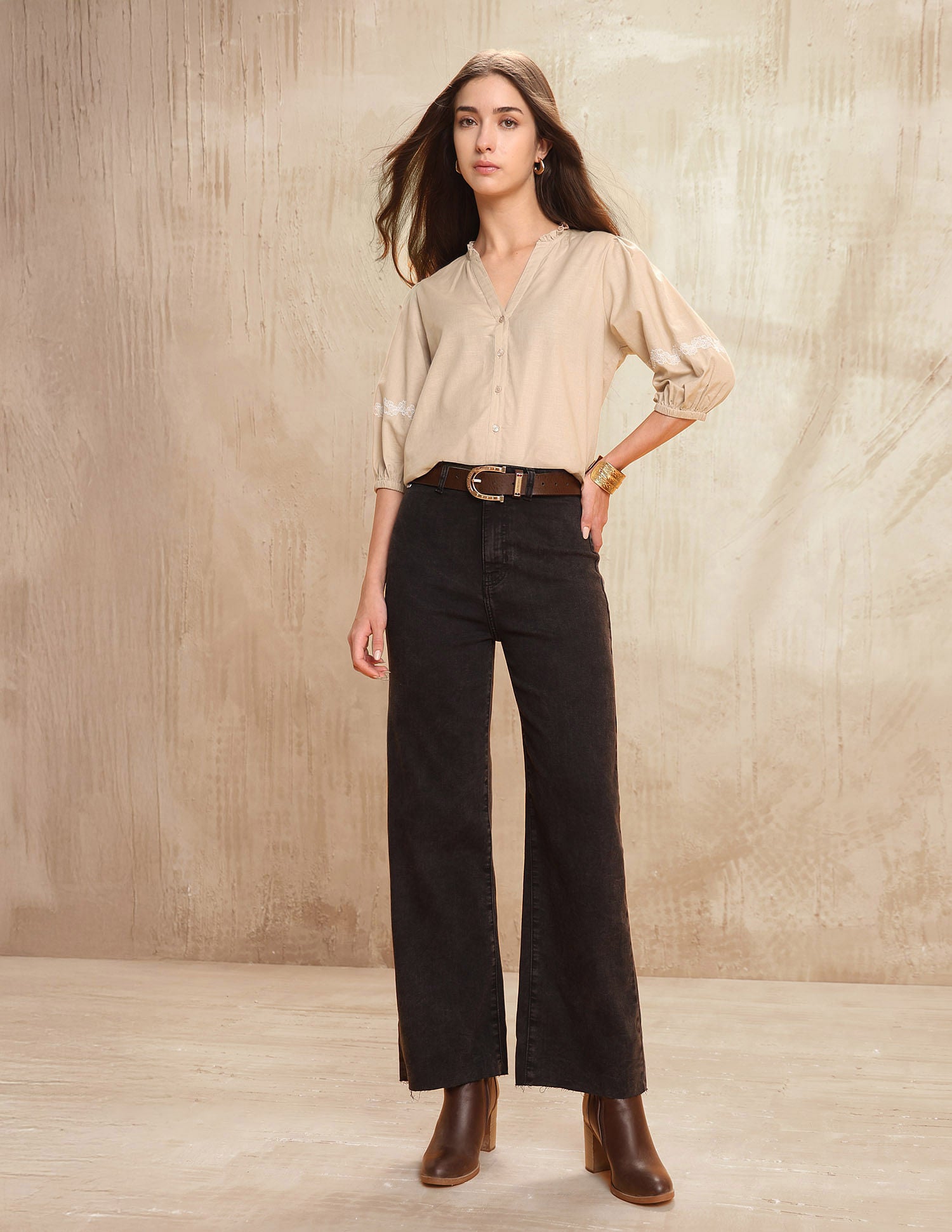 Solid Regular Fit Top Beige - U.S. POLO ASSN. | Large