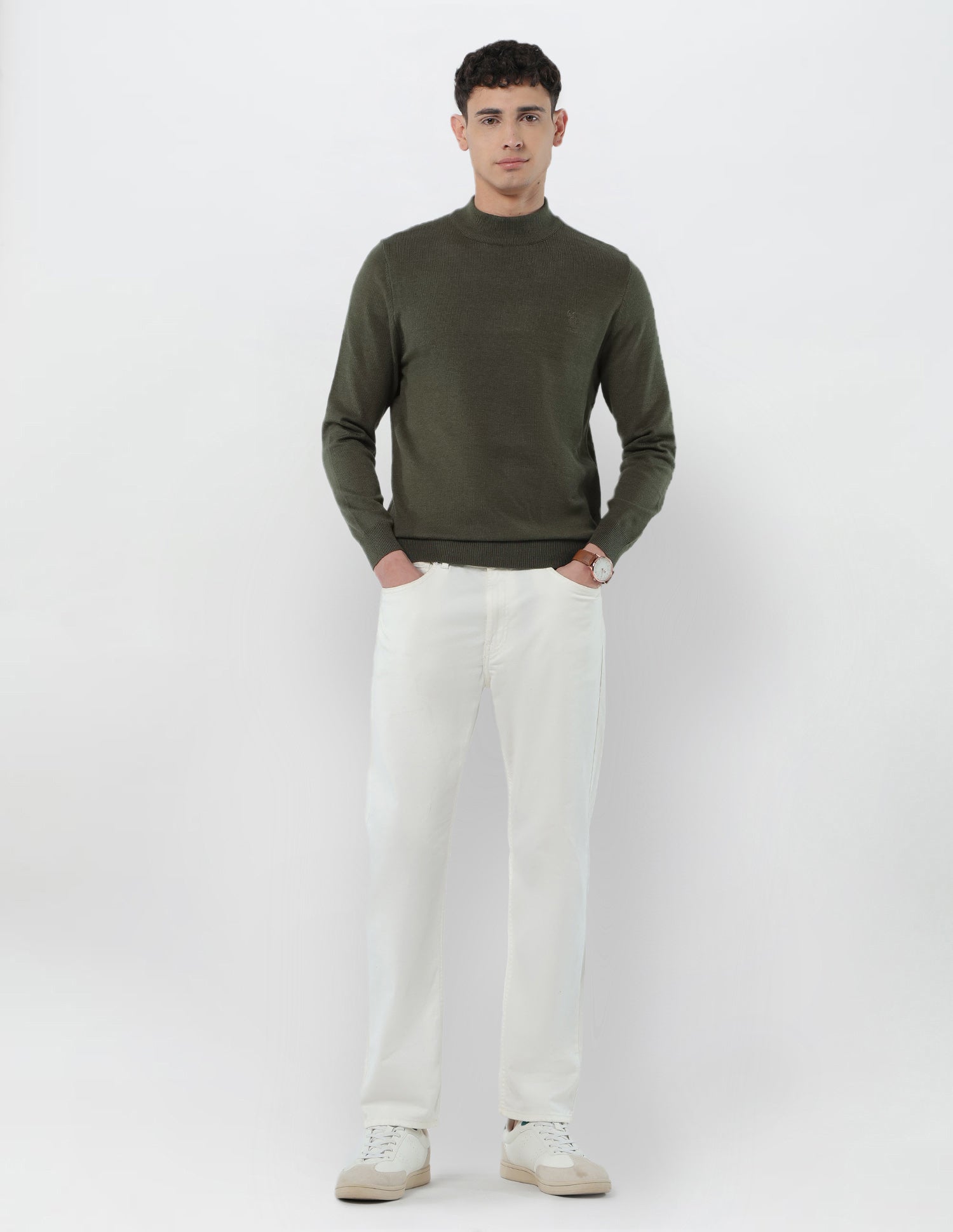 Mock Neck Regular Fit Sweater Olive - U.S. POLO ASSN. | Large