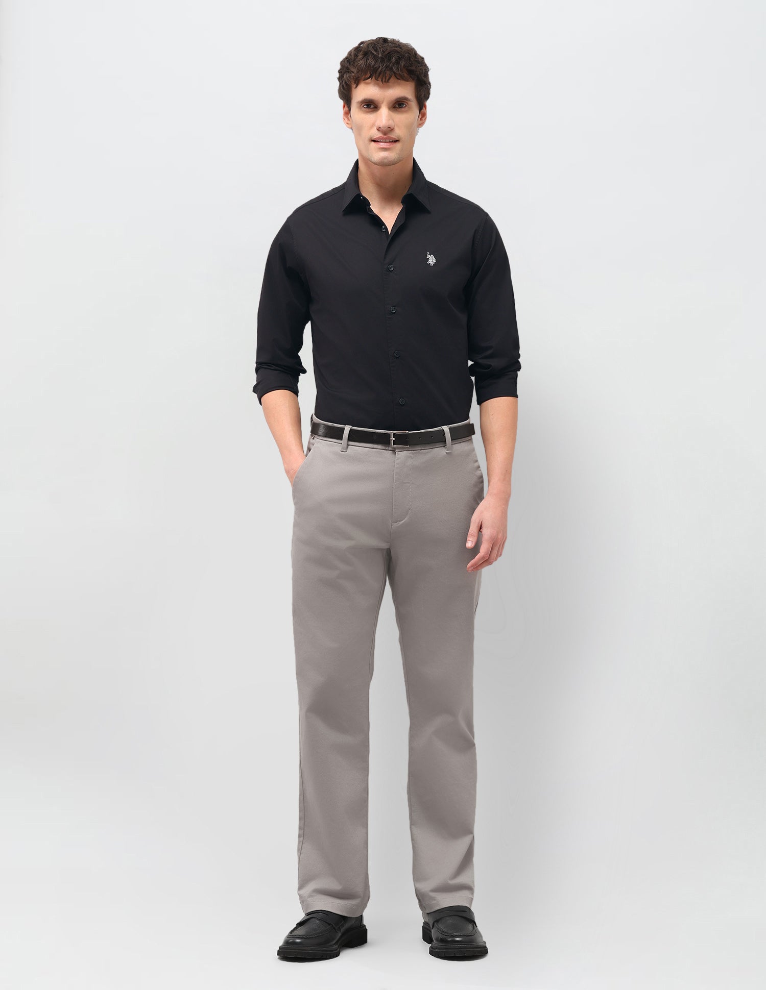 Twill Solid Shirt Black - U.S. Polo Assn. India | Large