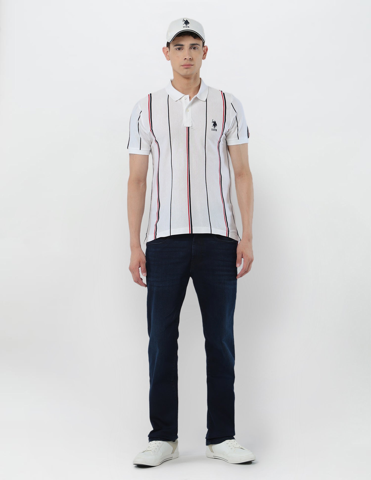 Vertical Striped Regular Fit Polo Shirt White - U.S. POLO ASSN. | Large